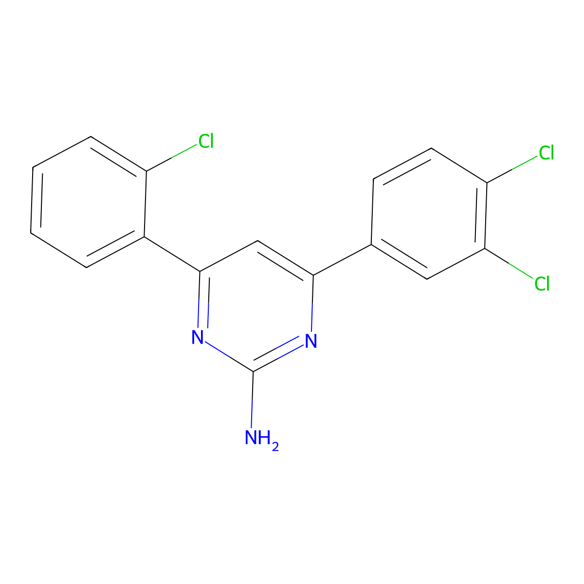 4-(2-Chlorophenyl)-6-(3,4-dichlorophenyl)pyrimidin-2-amine molecular structure, CAS 1354938-83-2