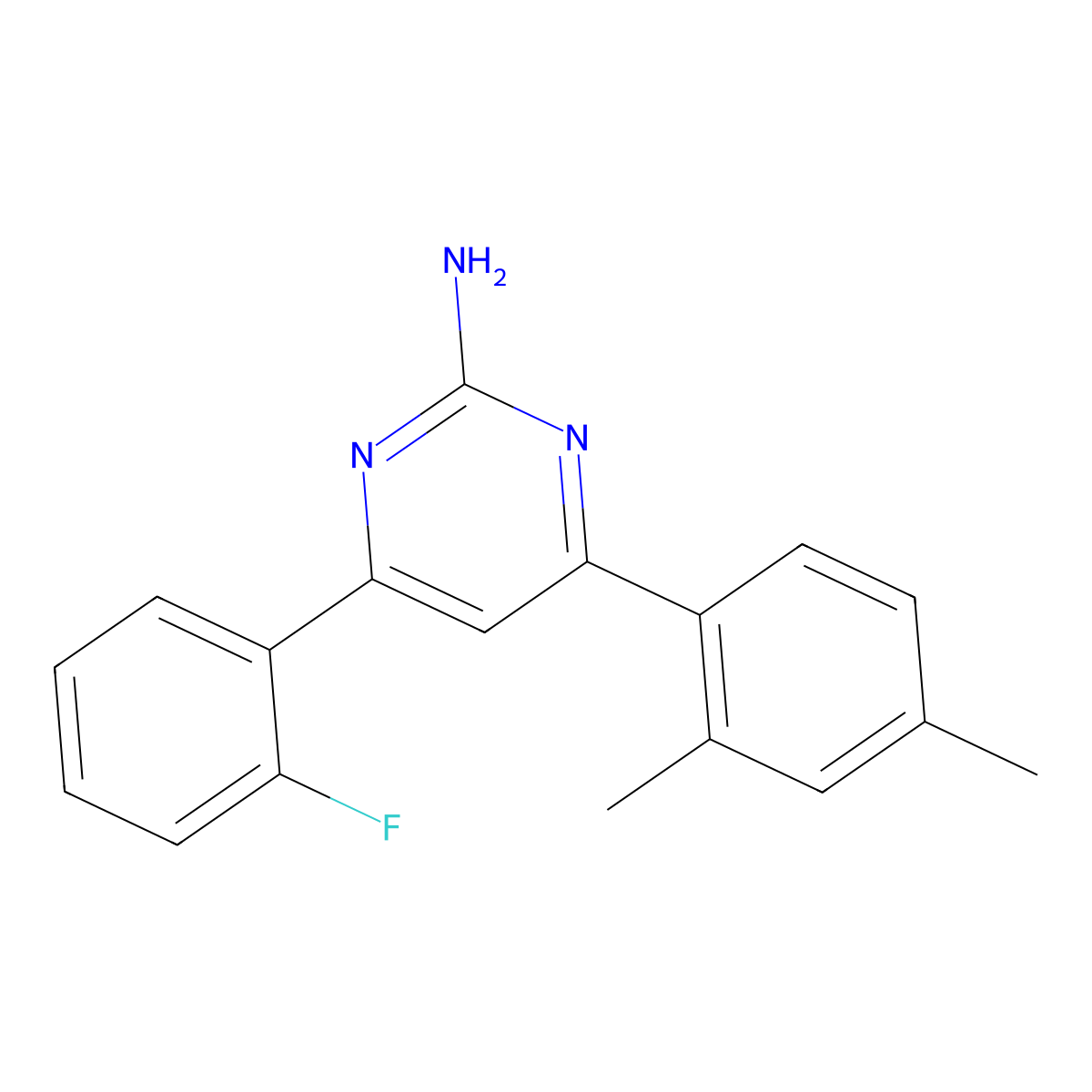4-(2,4-Dimethylphenyl)-6-(2-fluorophenyl)pyrimidin-2-amine molecular structure, CAS 1354938-91-2