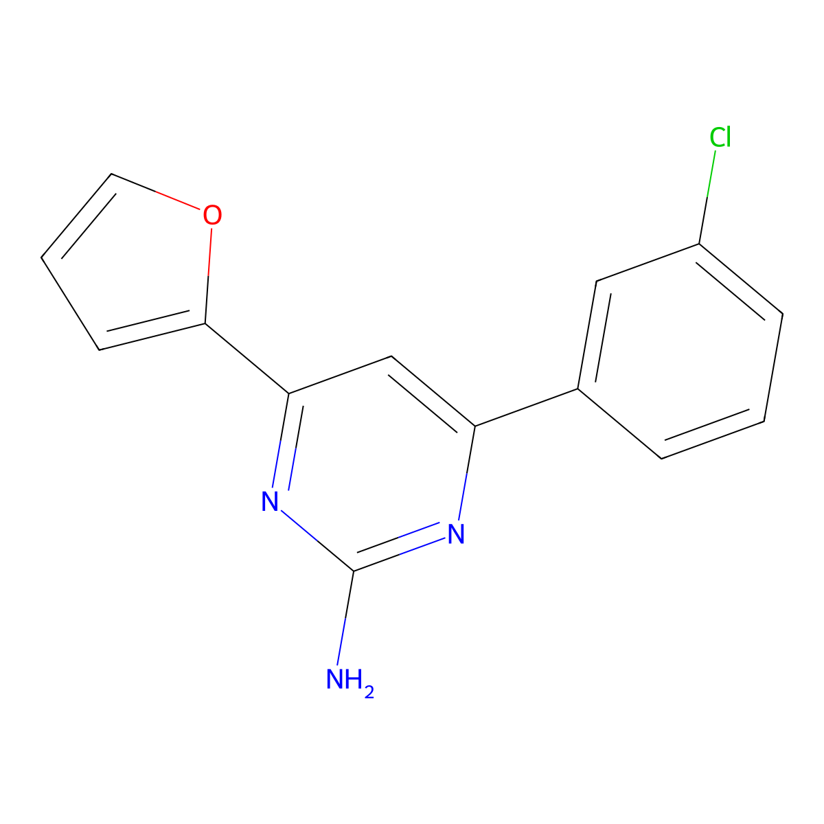 4-(3-Chlorophenyl)-6-(furan-2-yl)pyrimidin-2-amine molecular structure, CAS 1354939-03-9