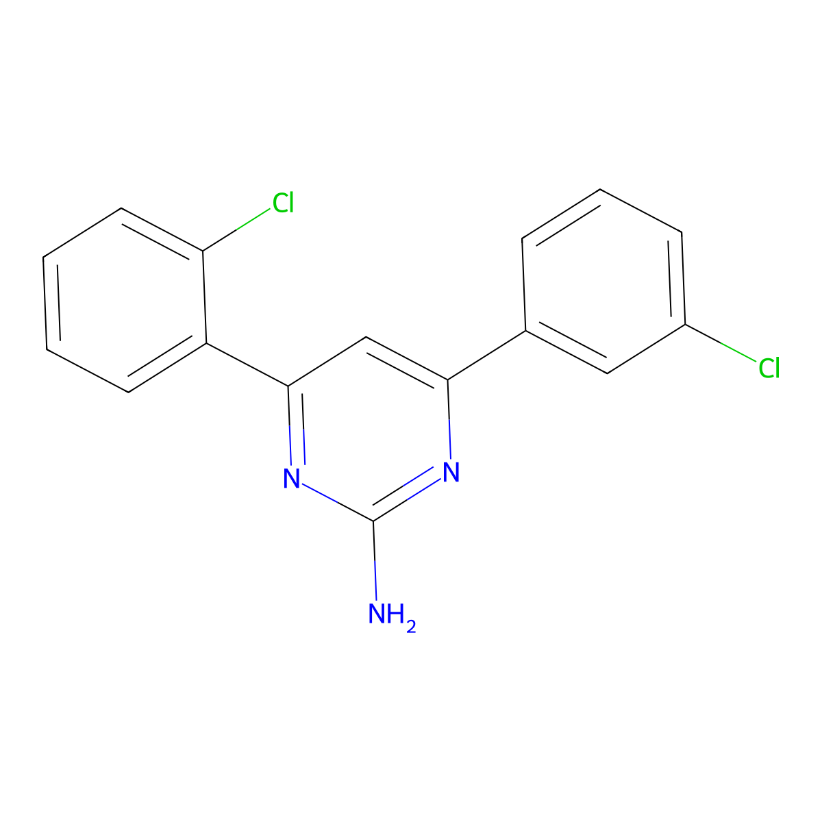 4-(2-Chlorophenyl)-6-(3-chlorophenyl)pyrimidin-2-amine molecular structure, CAS 1354939-14-2