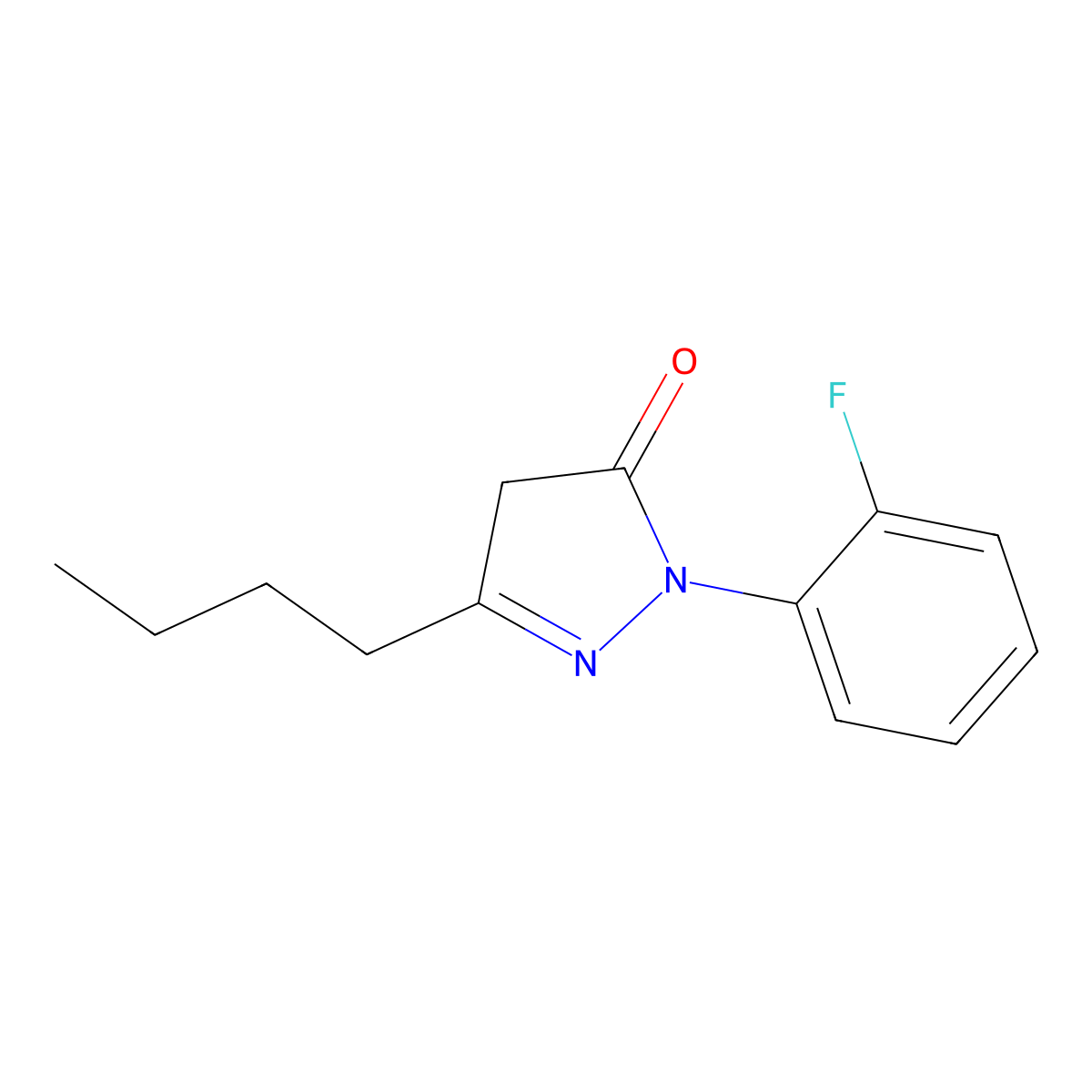 3-Butyl-1-(2-fluorophenyl)-4,5-dihydro-1H-pyrazol-5-one molecular structure, CAS 1354939-32-4