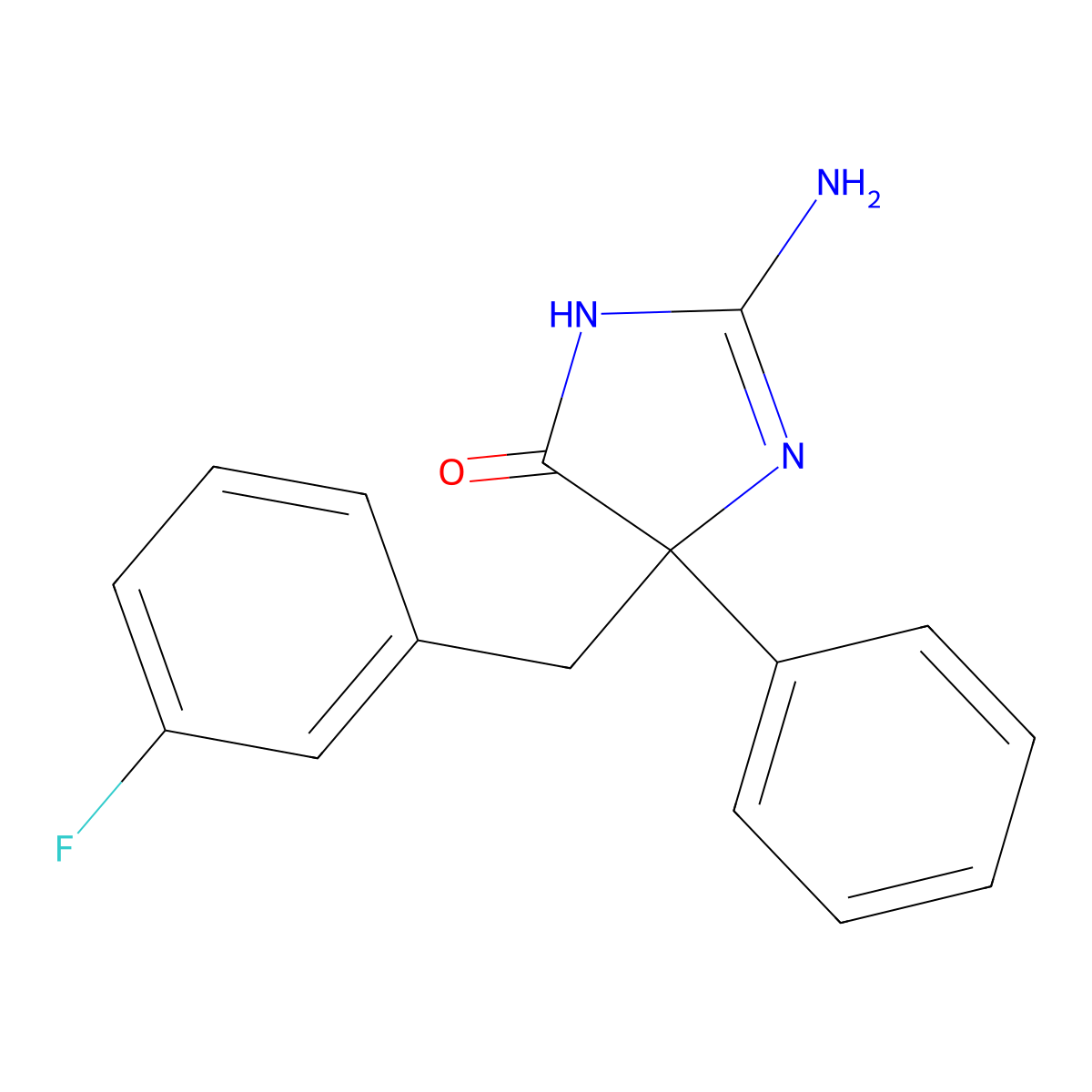 2-Amino-5-[(3-fluorophenyl)methyl]-5-phenyl-4,5-dihydro-1H-imidazol-4-one molecular structure, CAS 1354939-37-9