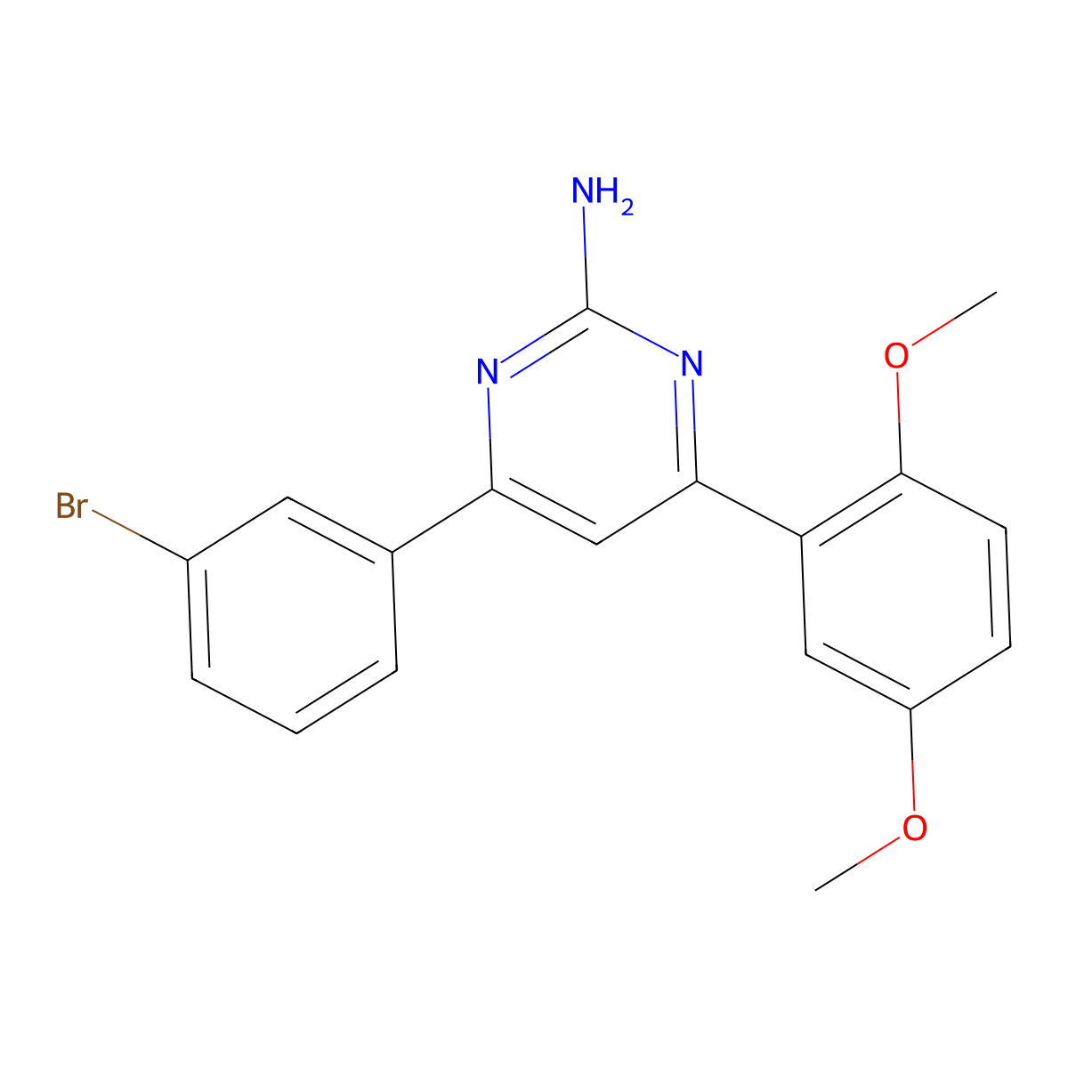 4-(3-Bromophenyl)-6-(2,5-dimethoxyphenyl)pyrimidin-2-amine molecular structure, CAS 1354939-52-8
