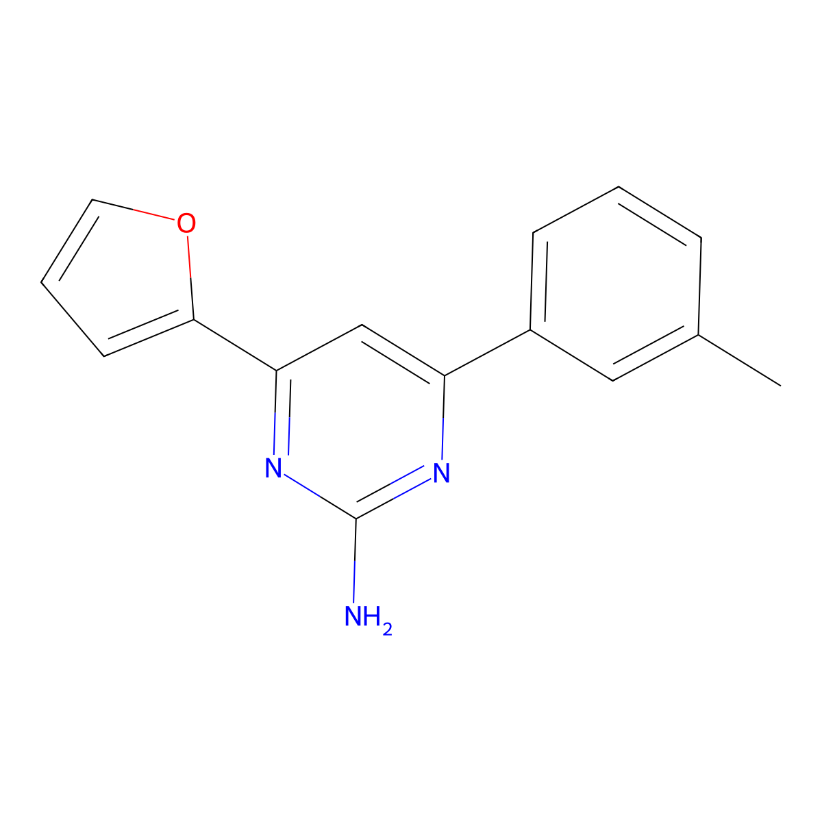 4-(Furan-2-yl)-6-(3-methylphenyl)pyrimidin-2-amine molecular structure, CAS 1354939-54-0