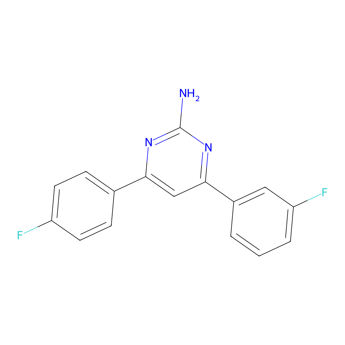 4-(3-Fluorophenyl)-6-(4-fluorophenyl)pyrimidin-2-amine molecular structure, CAS 1354939-57-3