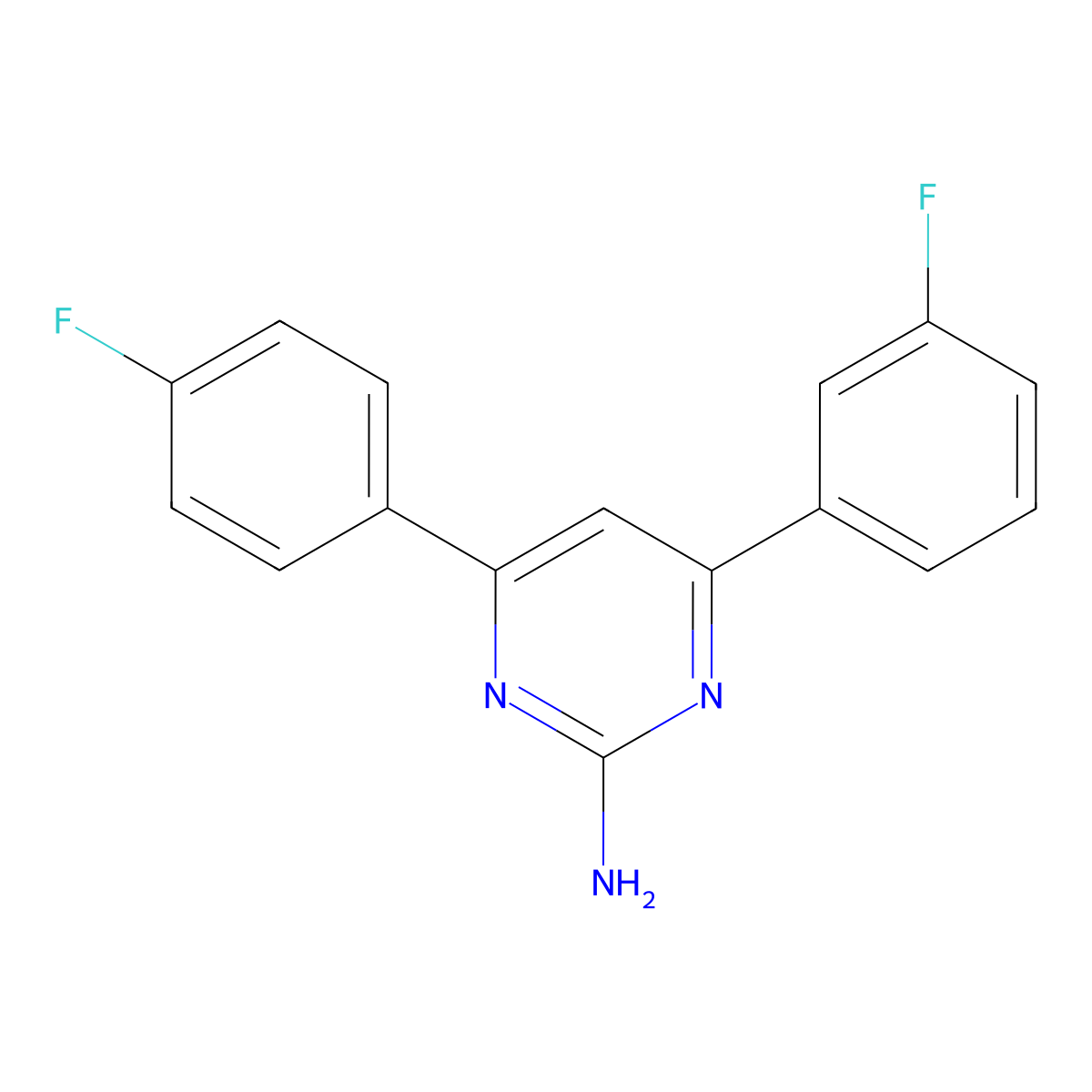 4-(3-Fluorophenyl)-6-(4-fluorophenyl)pyrimidin-2-amine molecular structure, CAS 1354939-57-3