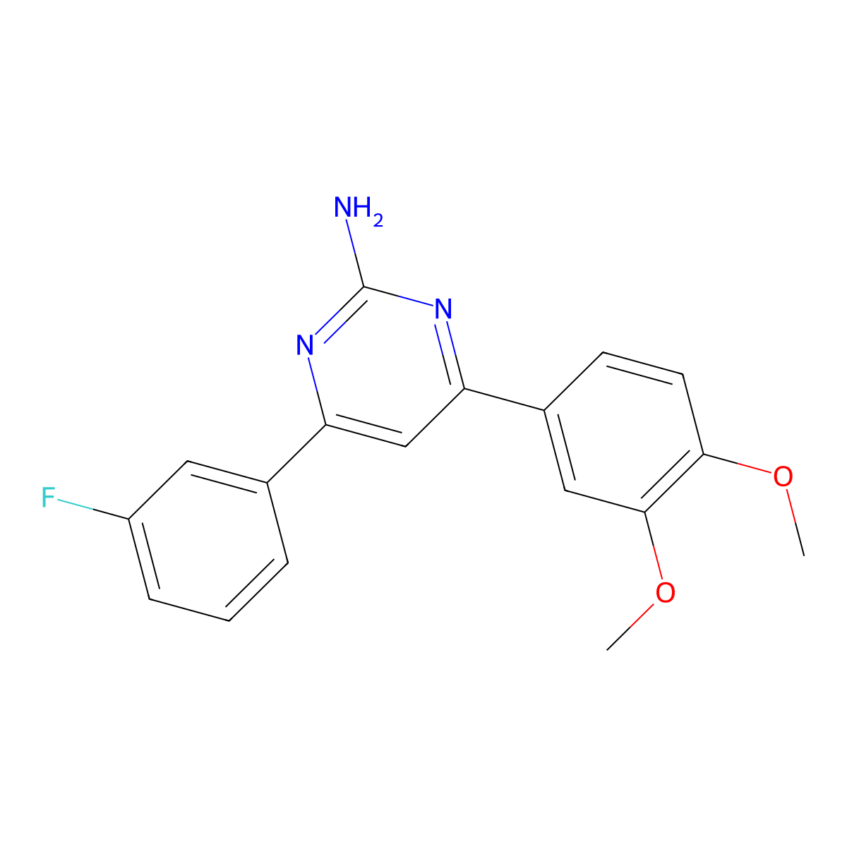 4-(3,4-Dimethoxyphenyl)-6-(3-fluorophenyl)pyrimidin-2-amine molecular structure, CAS 1354939-63-1
