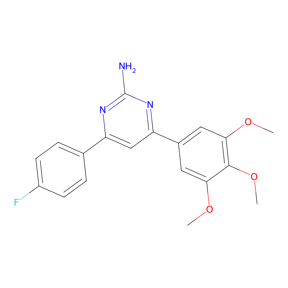 4-(4-Fluorophenyl)-6-(3,4,5-trimethoxyphenyl)pyrimidin-2-amine molecular structure, CAS 1354939-64-2