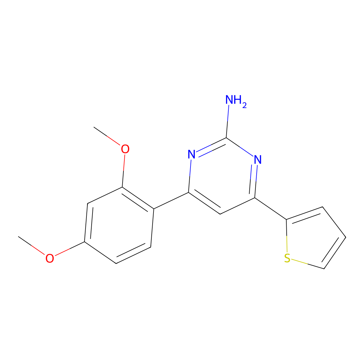 4-(2,4-Dimethoxyphenyl)-6-(thiophen-2-yl)pyrimidin-2-amine molecular structure, CAS 1354939-65-3