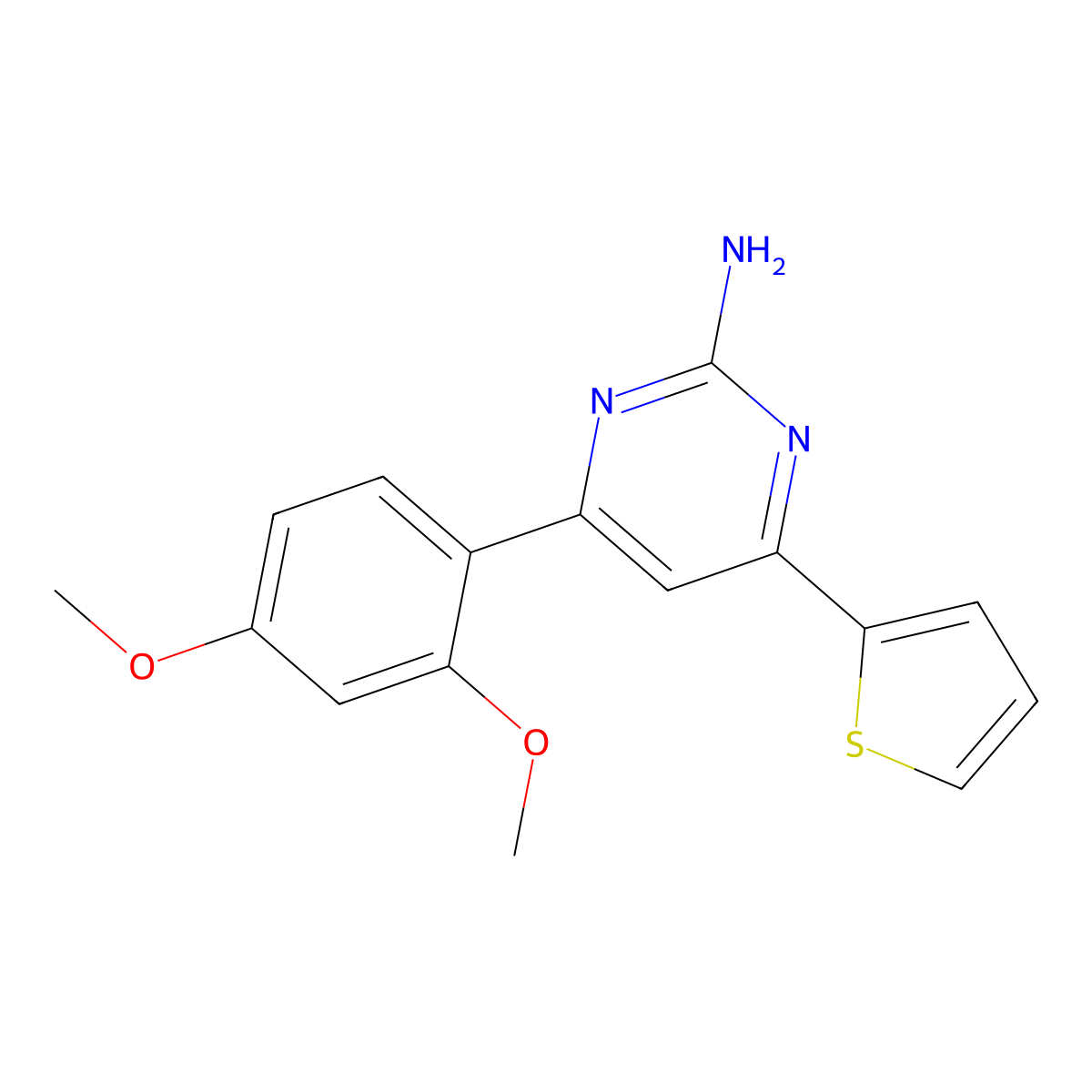 4-(2,4-Dimethoxyphenyl)-6-(thiophen-2-yl)pyrimidin-2-amine molecular structure, CAS 1354939-65-3