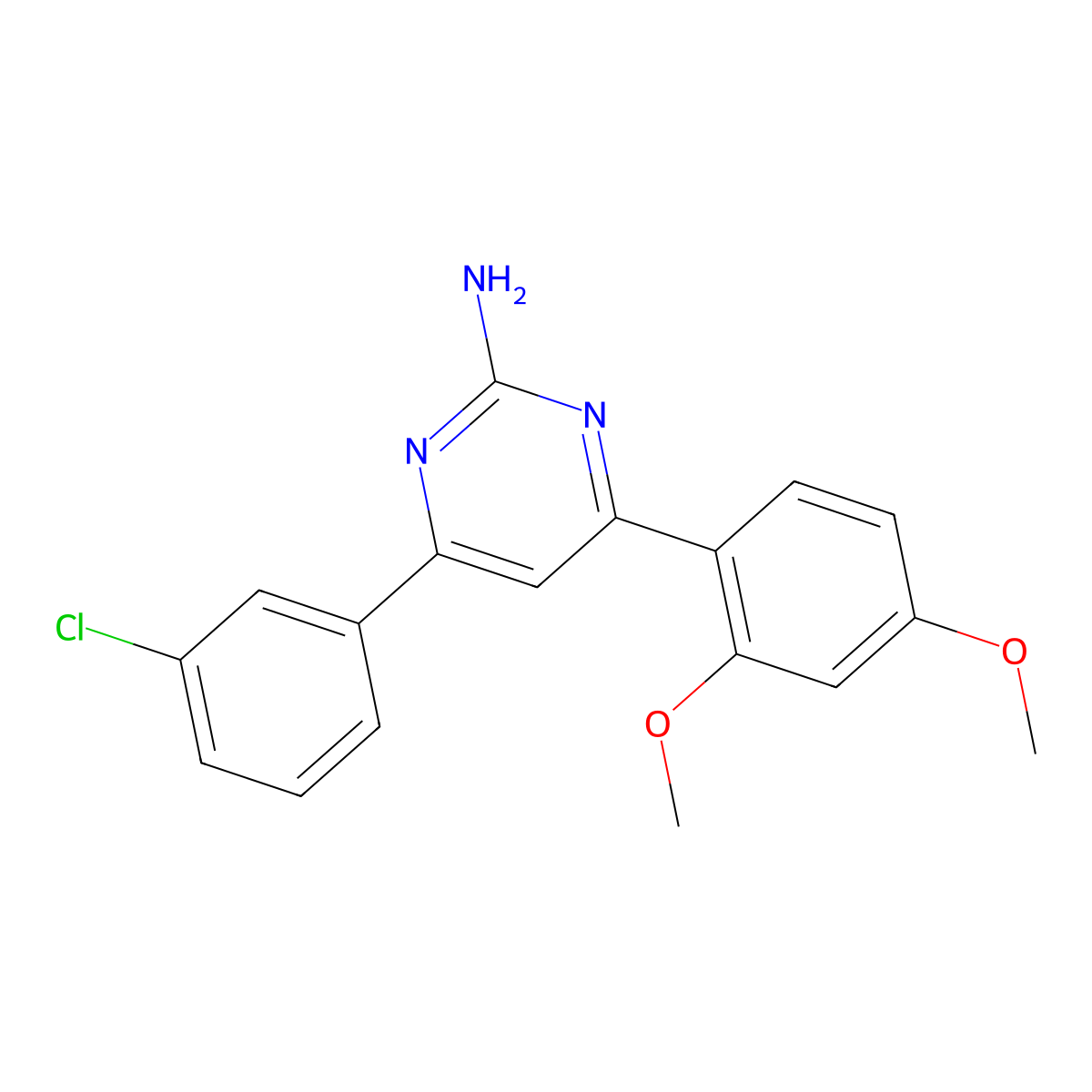 4-(3-Chlorophenyl)-6-(2,4-dimethoxyphenyl)pyrimidin-2-amine molecular structure, CAS 1354939-70-0