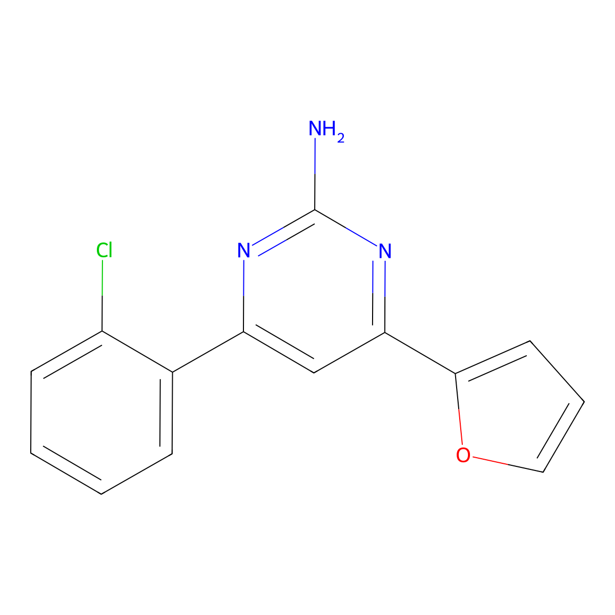 4-(2-Chlorophenyl)-6-(furan-2-yl)pyrimidin-2-amine molecular structure, CAS 1354939-76-6
