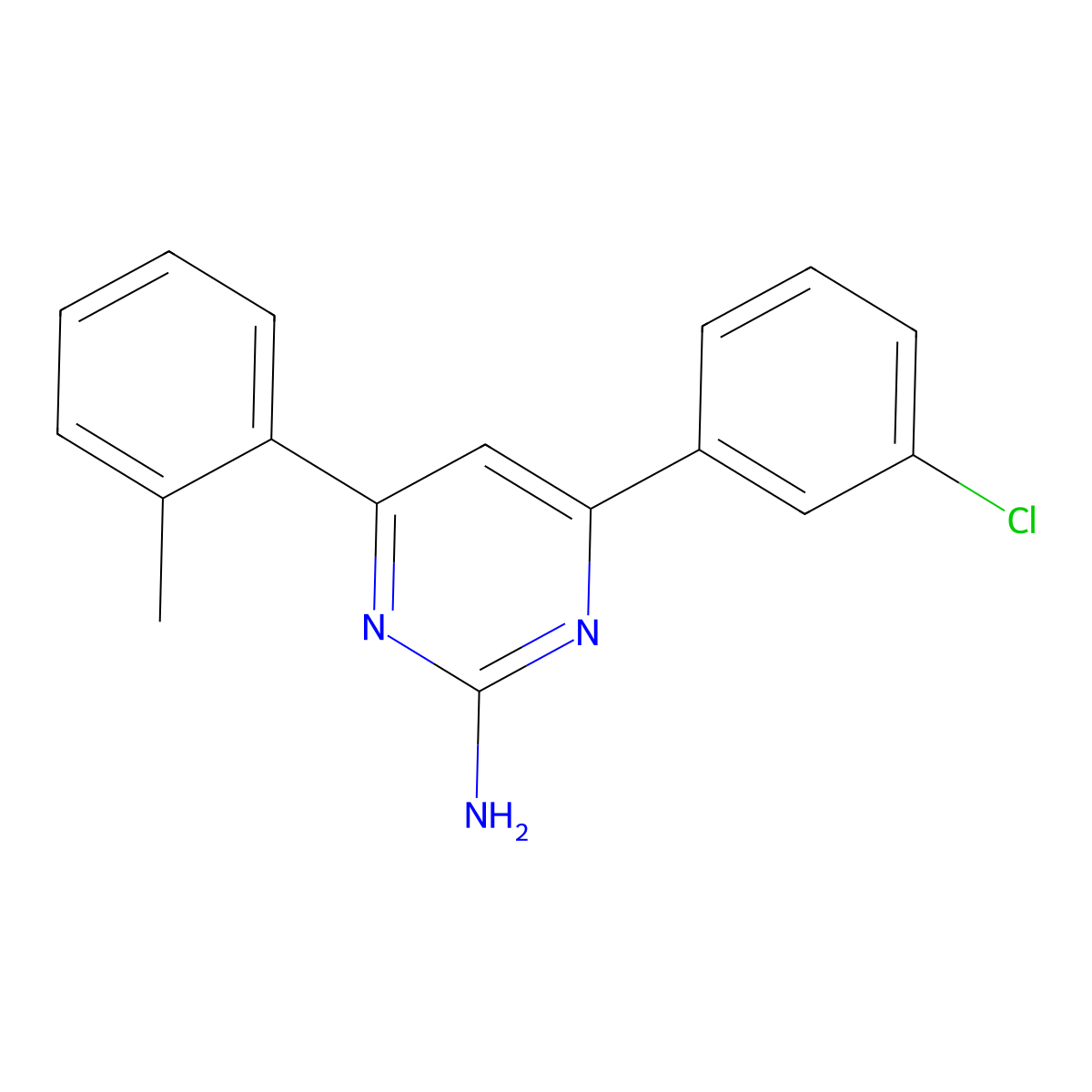 4-(3-Chlorophenyl)-6-(2-methylphenyl)pyrimidin-2-amine molecular structure, CAS 1354939-90-4