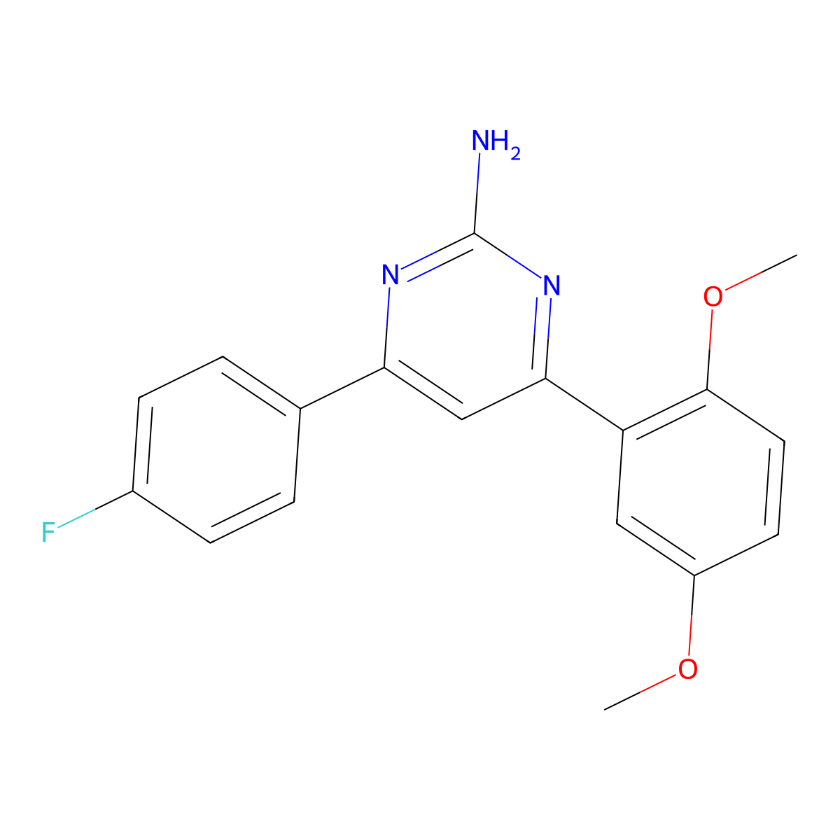 4-(2,5-Dimethoxyphenyl)-6-(4-fluorophenyl)pyrimidin-2-amine molecular structure, CAS 1354940-05-8