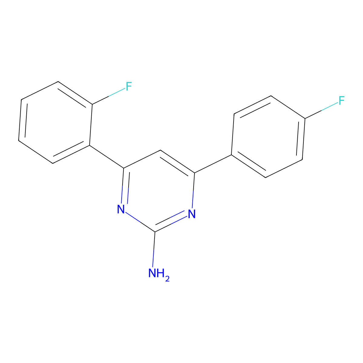 4-(2-Fluorophenyl)-6-(4-fluorophenyl)pyrimidin-2-amine molecular structure, CAS 1354940-06-9