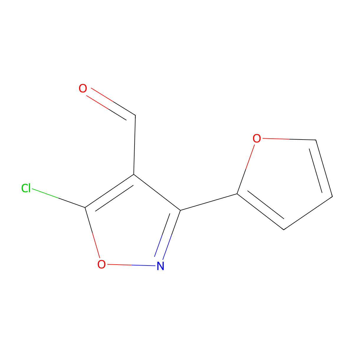 5-Chloro-3-(furan-2-yl)-1,2-oxazole-4-carbaldehyde molecular structure, CAS 1354940-13-8