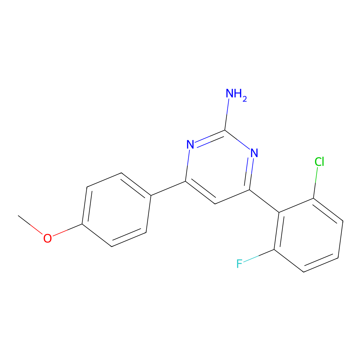 4-(2-Chloro-6-fluorophenyl)-6-(4-methoxyphenyl)pyrimidin-2-amine molecular structure, CAS 1354940-18-3