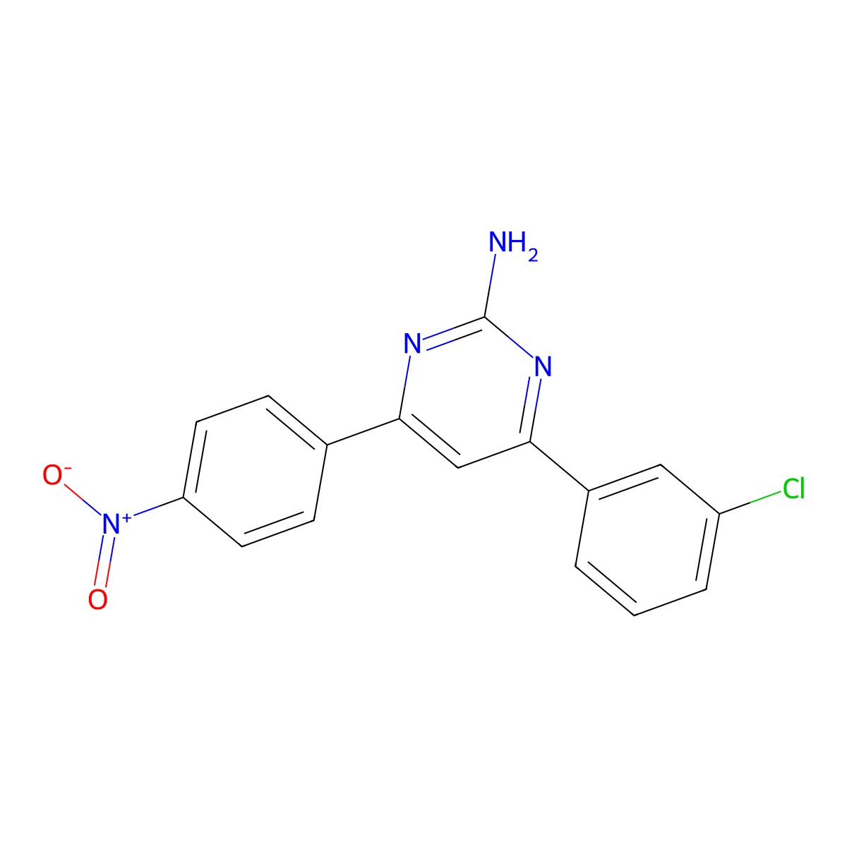 4-(3-Chlorophenyl)-6-(4-nitrophenyl)pyrimidin-2-amine molecular structure, CAS 1354940-27-4