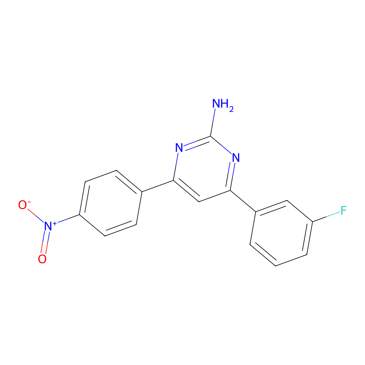 4-(3-Fluorophenyl)-6-(4-nitrophenyl)pyrimidin-2-amine molecular structure, CAS 1354940-30-9