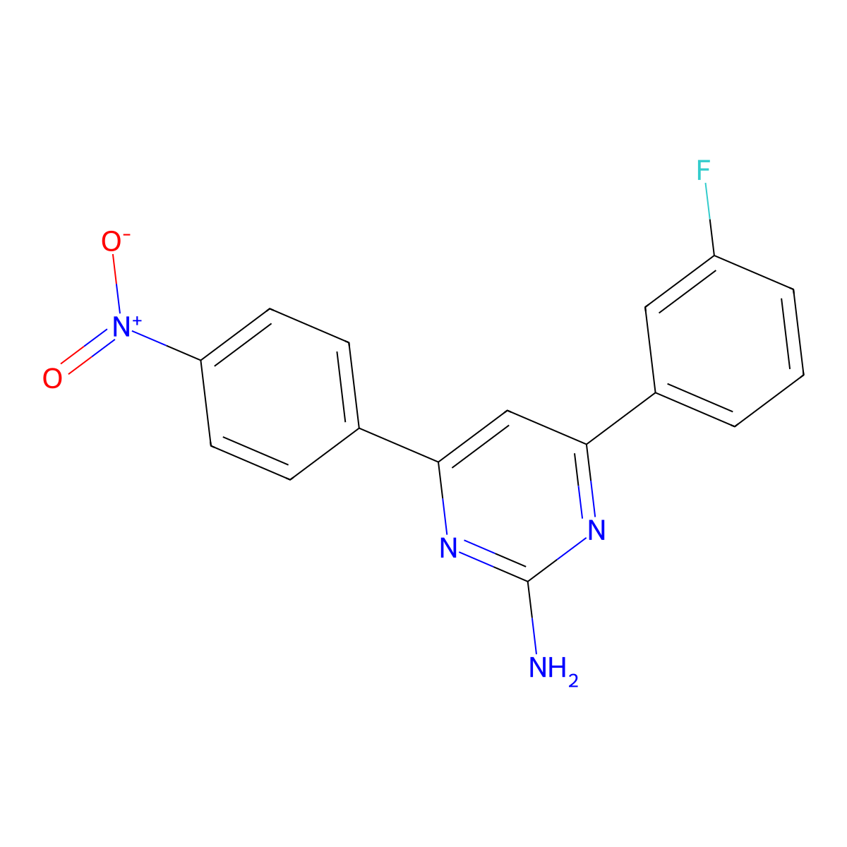 4-(3-Fluorophenyl)-6-(4-nitrophenyl)pyrimidin-2-amine molecular structure, CAS 1354940-30-9