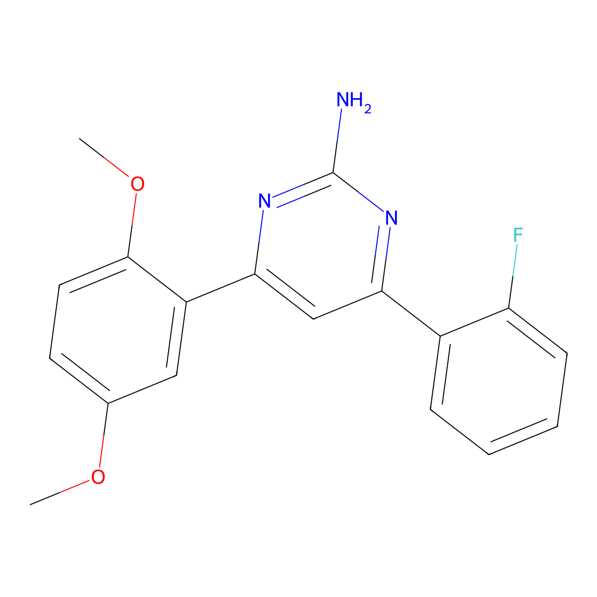 4-(2,5-Dimethoxyphenyl)-6-(2-fluorophenyl)pyrimidin-2-amine molecular structure, CAS 1354940-34-3