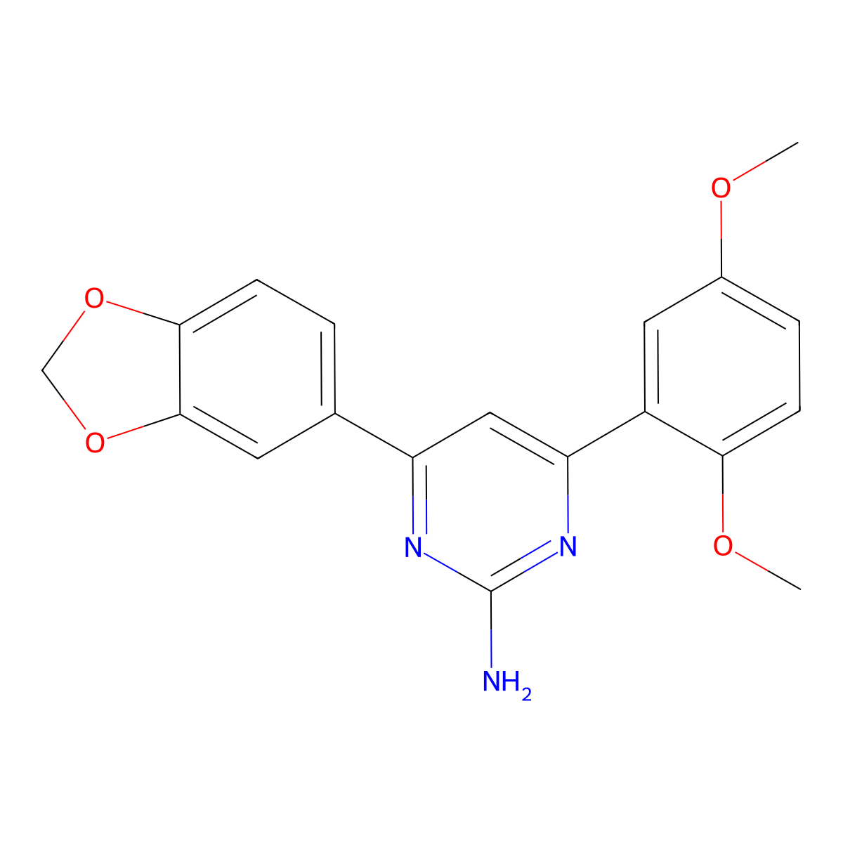 4-(2H-1,3-Benzodioxol-5-yl)-6-(2,5-dimethoxyphenyl)pyrimidin-2-amine molecular structure, CAS 1354940-37-6