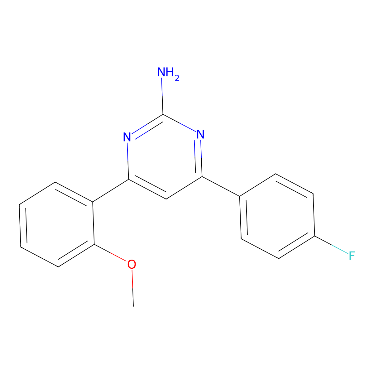 4-(4-Fluorophenyl)-6-(2-methoxyphenyl)pyrimidin-2-amine molecular structure, CAS 1354940-42-3