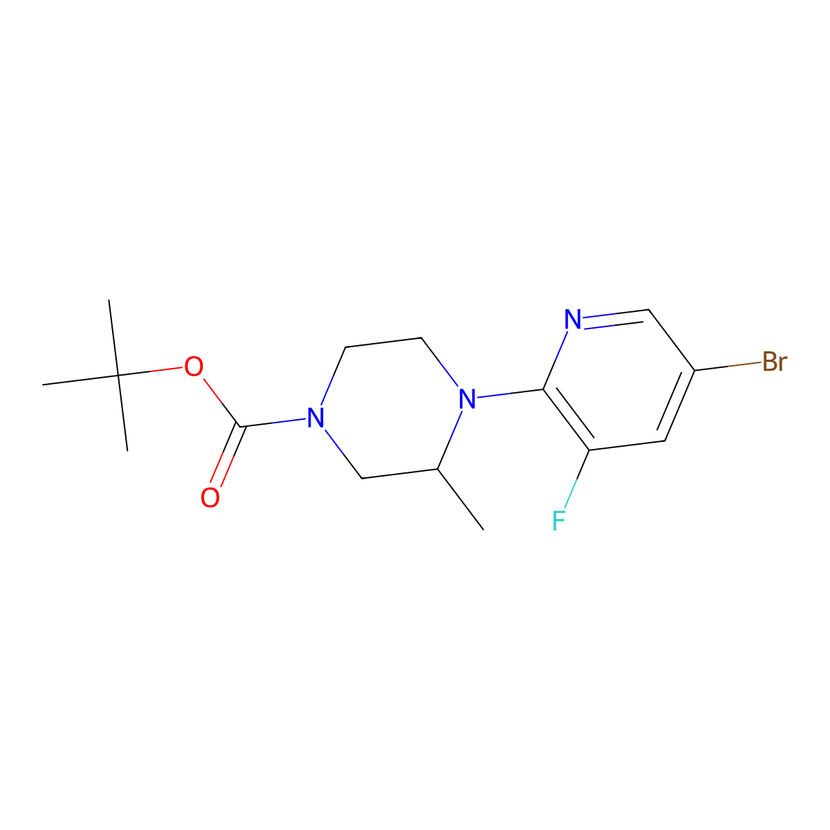 1-Boc-4-(5-bromo-3-fluoro-2-pyridyl)-3-methylpiperazine molecular structure, CAS 1354940-67-2