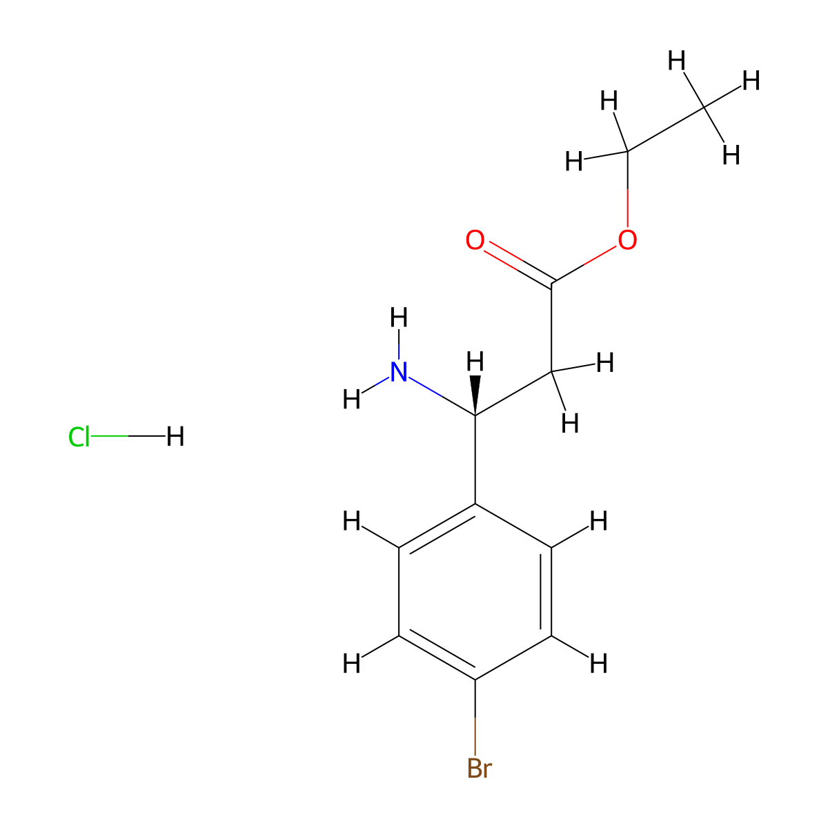 ethyl (3R)-3-amino-3-(4-bromophenyl)propanoate hydrochloride molecular structure, CAS 1354940-97-8