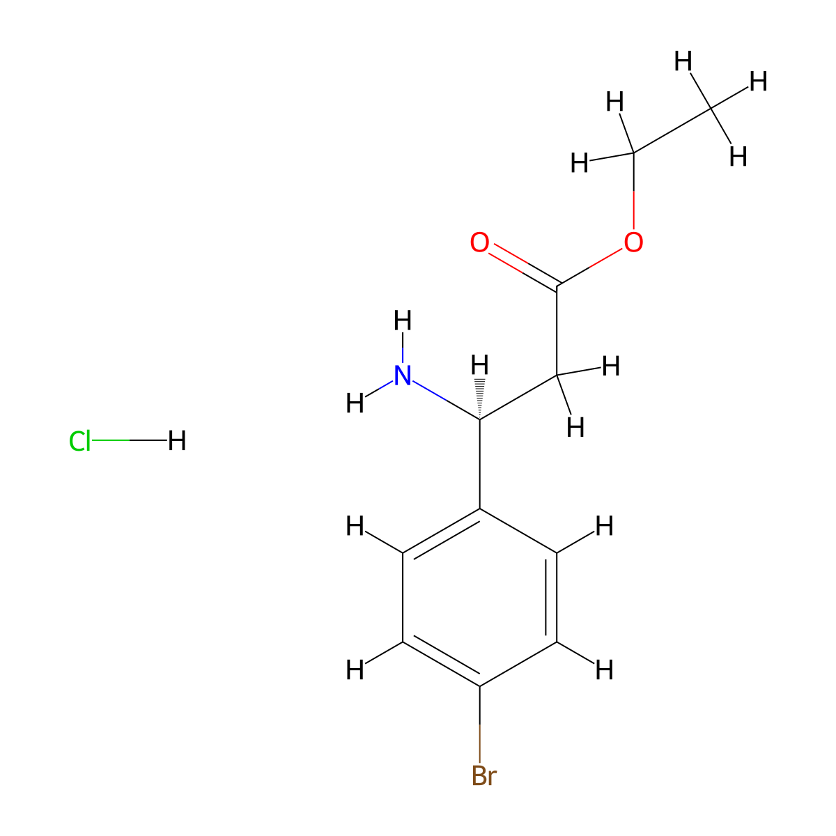 ethyl (3S)-3-amino-3-(4-bromophenyl)propanoate hydrochloride molecular structure, CAS 1354940-98-9