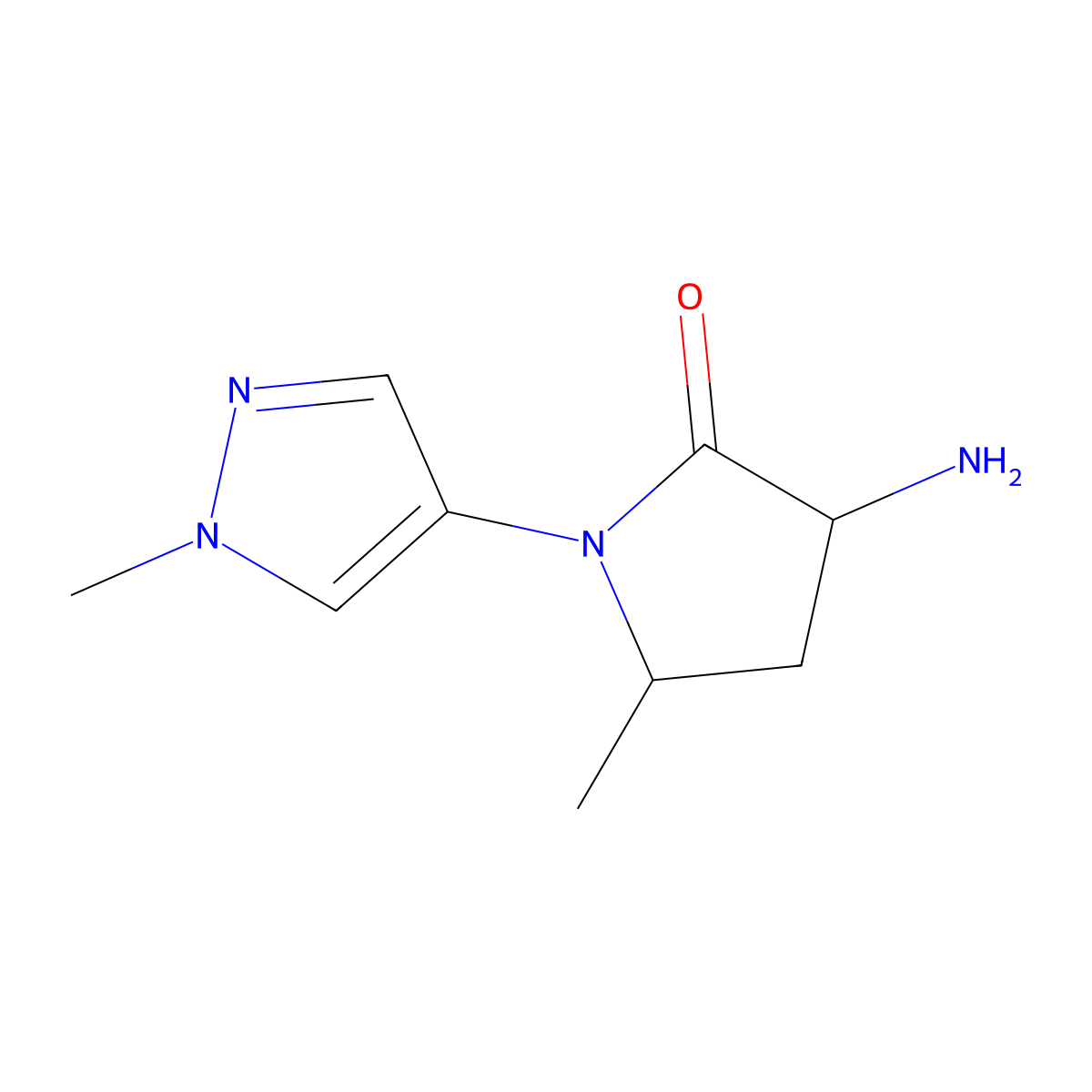 3-amino-5-methyl-1-(1-methyl-1H-pyrazol-4-yl)pyrrolidin-2-one molecular structure, CAS 1354949-34-0