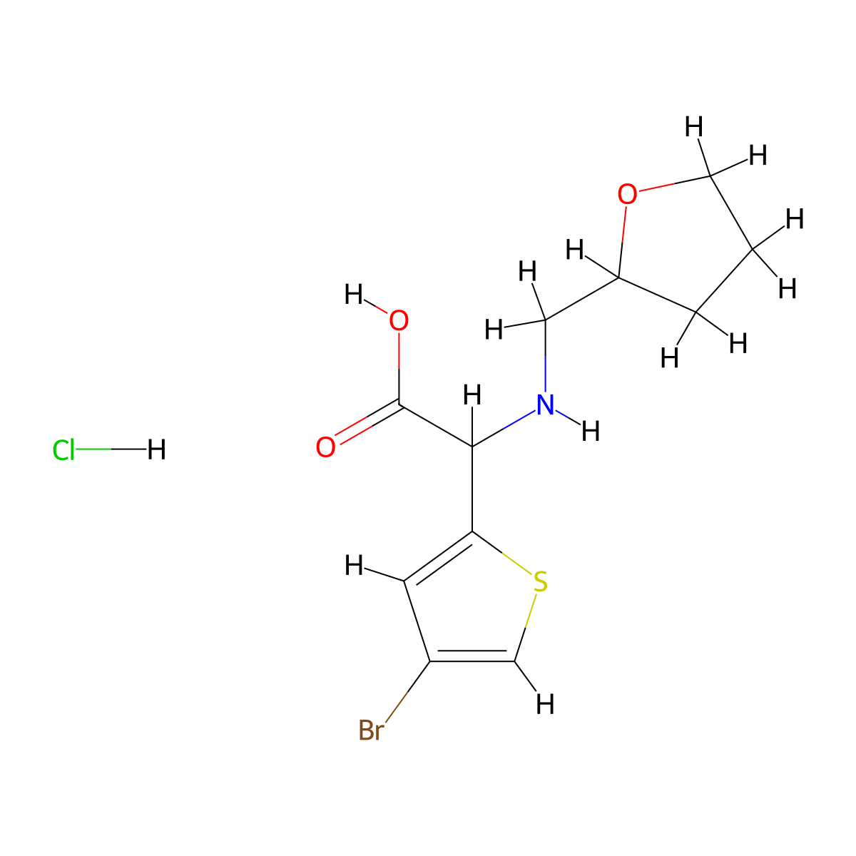 2-(4-Bromothiophen-2-yl)-2-[(oxolan-2-ylmethyl)amino]acetic acid hydrochloride molecular structure, CAS 1354949-36-2