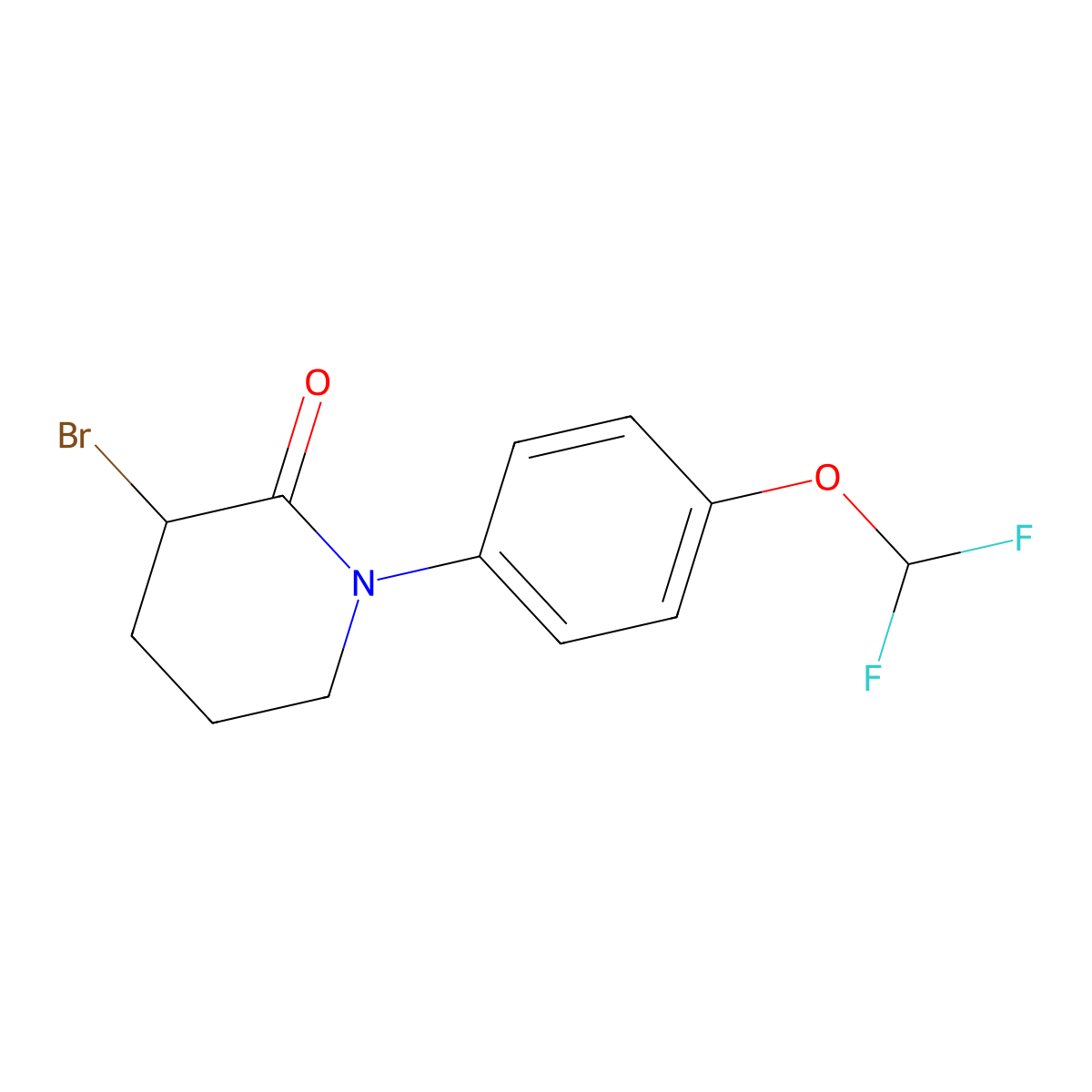 3-Bromo-1-[4-(difluoromethoxy)phenyl]piperidin-2-one molecular structure, CAS 1354949-37-3