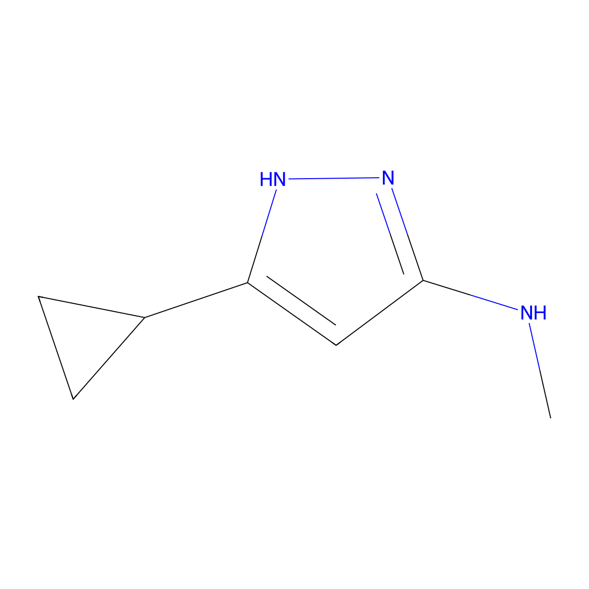 5-cyclopropyl-N-methyl-1H-pyrazol-3-amine molecular structure, CAS 1354949-39-5
