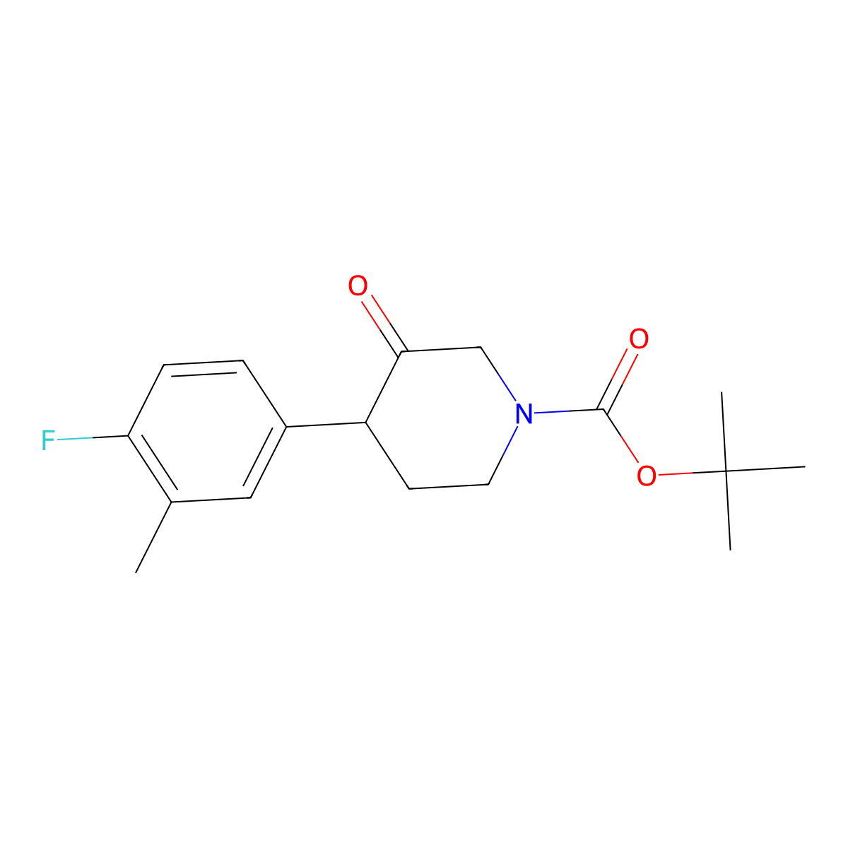 Tert-butyl 4-(4-fluoro-3-methylphenyl)-3-oxopiperidine-1-carboxylate molecular structure, CAS 1354949-42-0