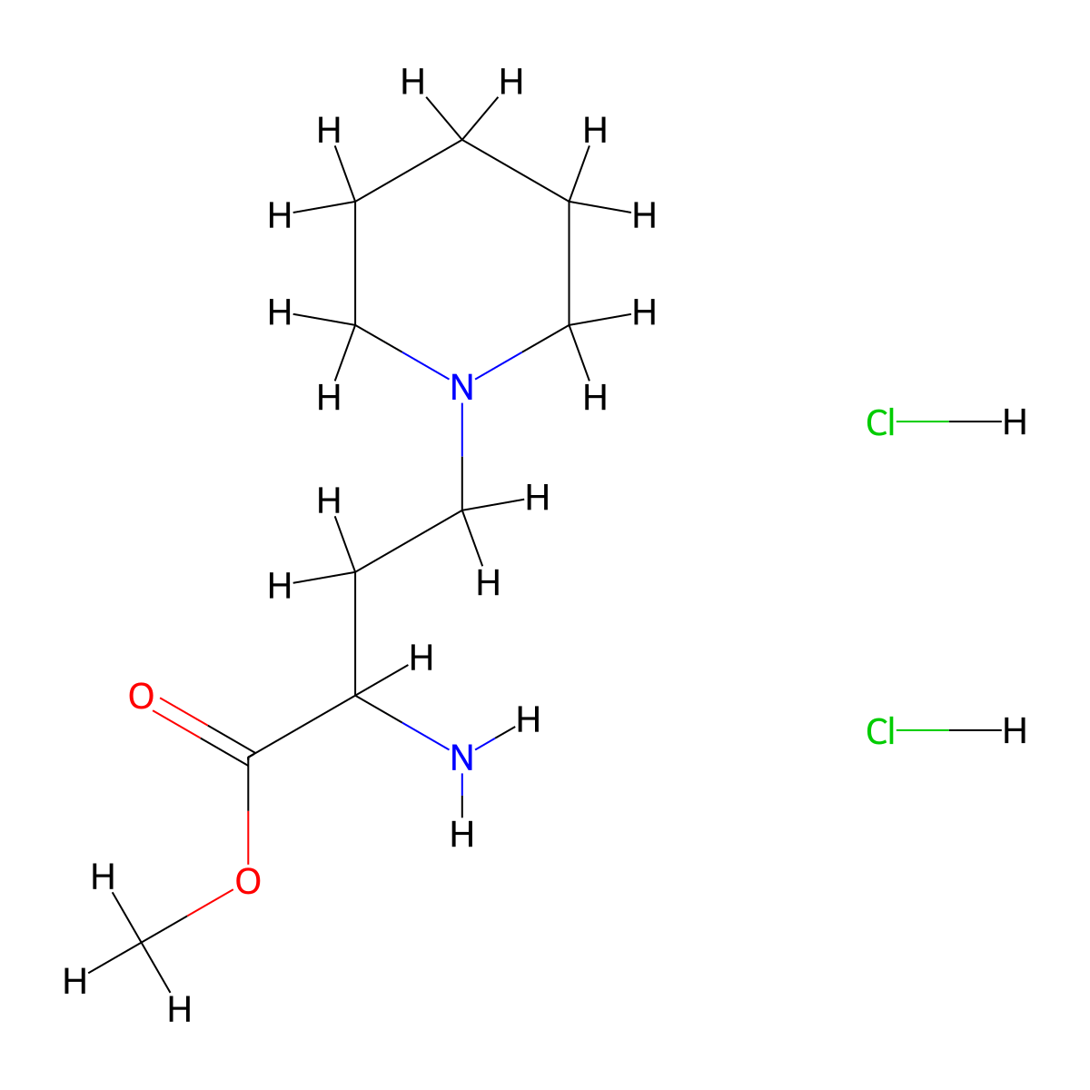 Methyl 2-amino-4-(piperidin-1-yl)butanoate dihydrochloride molecular structure, CAS 1354949-44-2