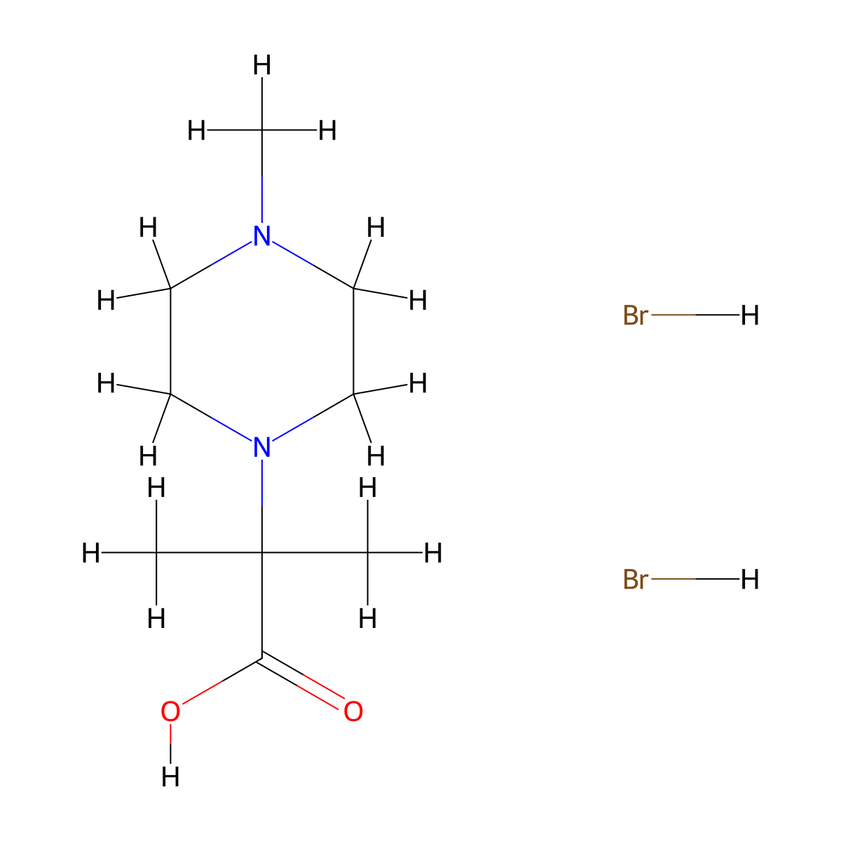 2-Methyl-2-(4-methylpiperazin-1-yl)propanoic acid dihydrobromide molecular structure, CAS 1354949-47-5