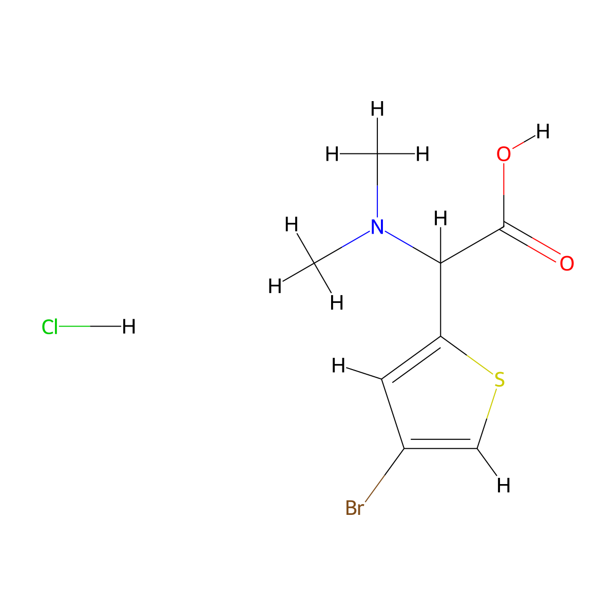 2-(4-Bromothiophen-2-yl)-2-(dimethylamino)acetic acid hydrochloride molecular structure, CAS 1354949-52-2