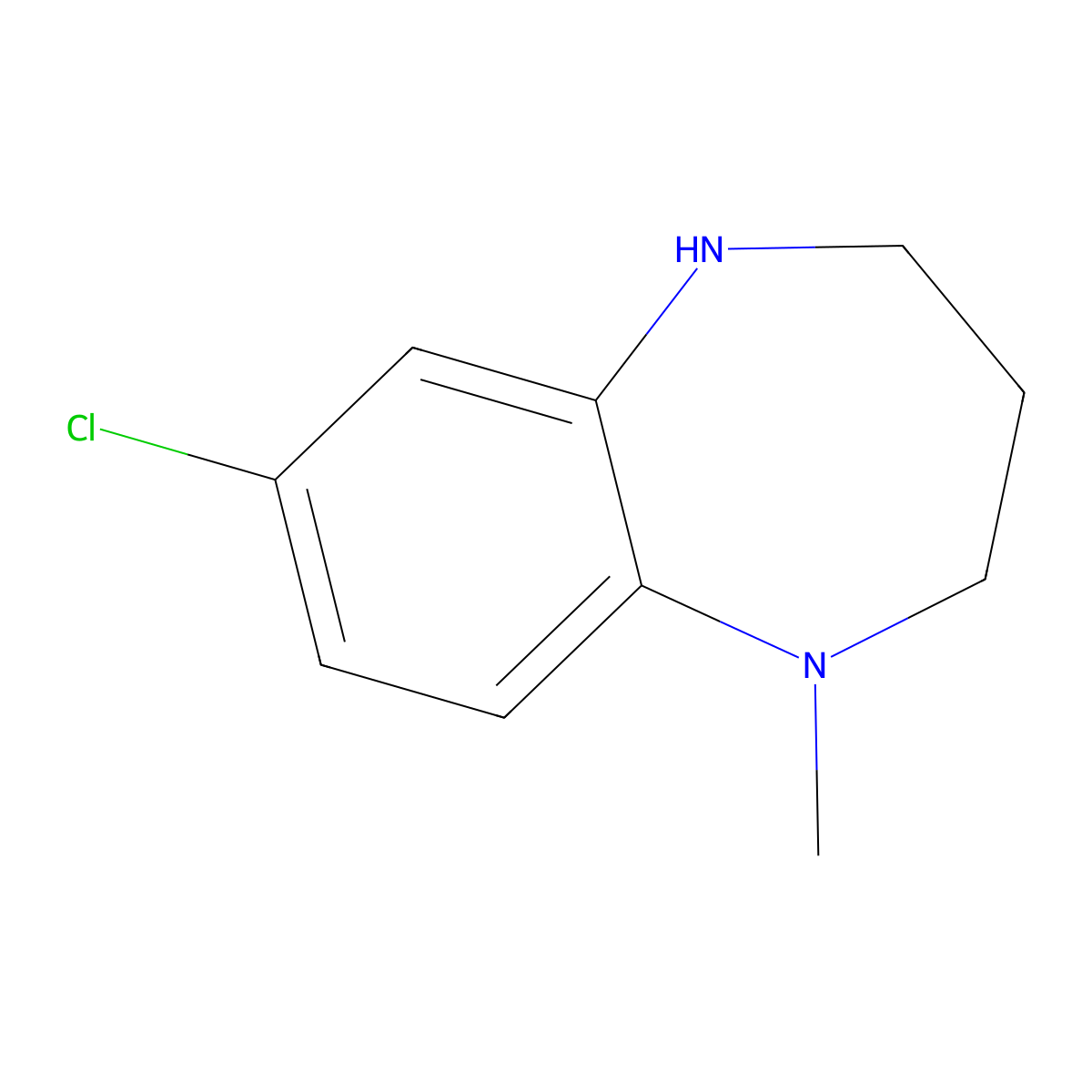7-chloro-1-methyl-2,3,4,5-tetrahydro-1H-1,5-benzodiazepine molecular structure, CAS 1354949-61-3