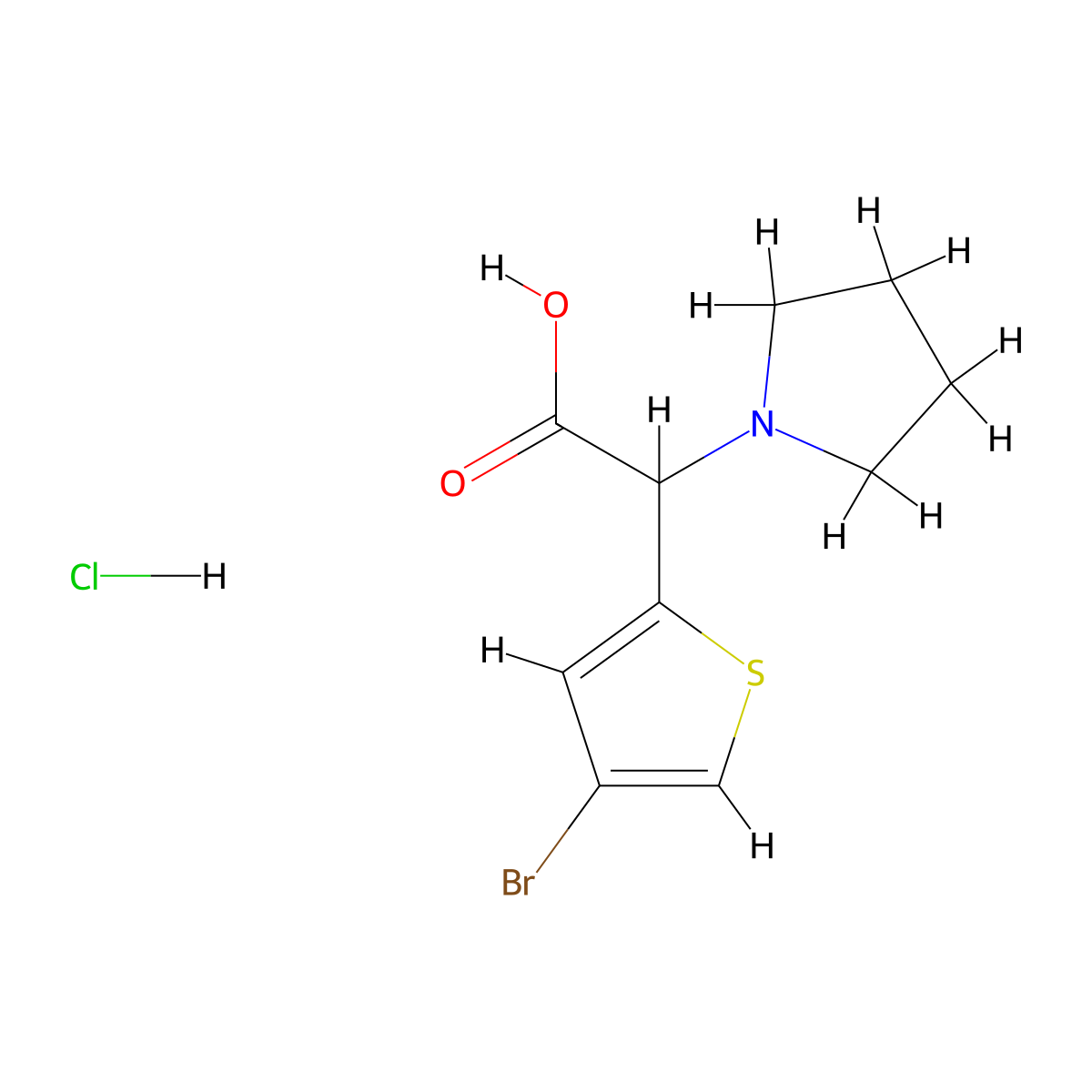 2-(4-Bromothiophen-2-yl)-2-(pyrrolidin-1-yl)acetic acid hydrochloride molecular structure, CAS 1354949-62-4