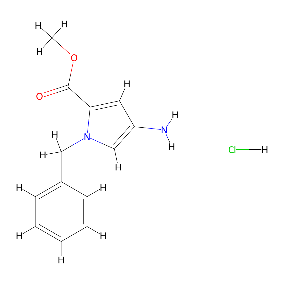 methyl 4-amino-1-benzyl-1H-pyrrole-2-carboxylate hydrochloride molecular structure, CAS 1354949-63-5