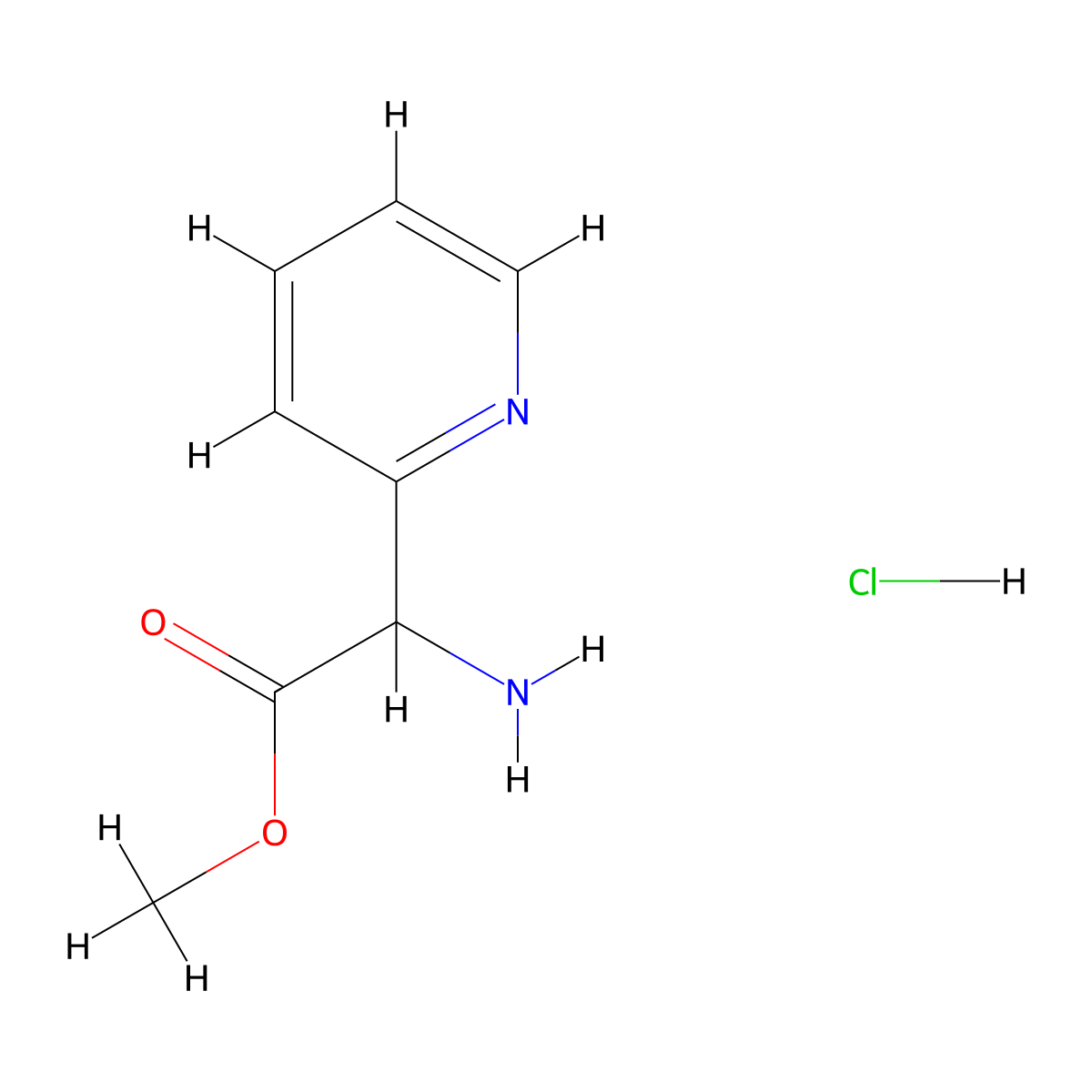 Methyl 2-amino-2-(pyridin-2-yl)acetate hydrochloride molecular structure, CAS 1354949-64-6