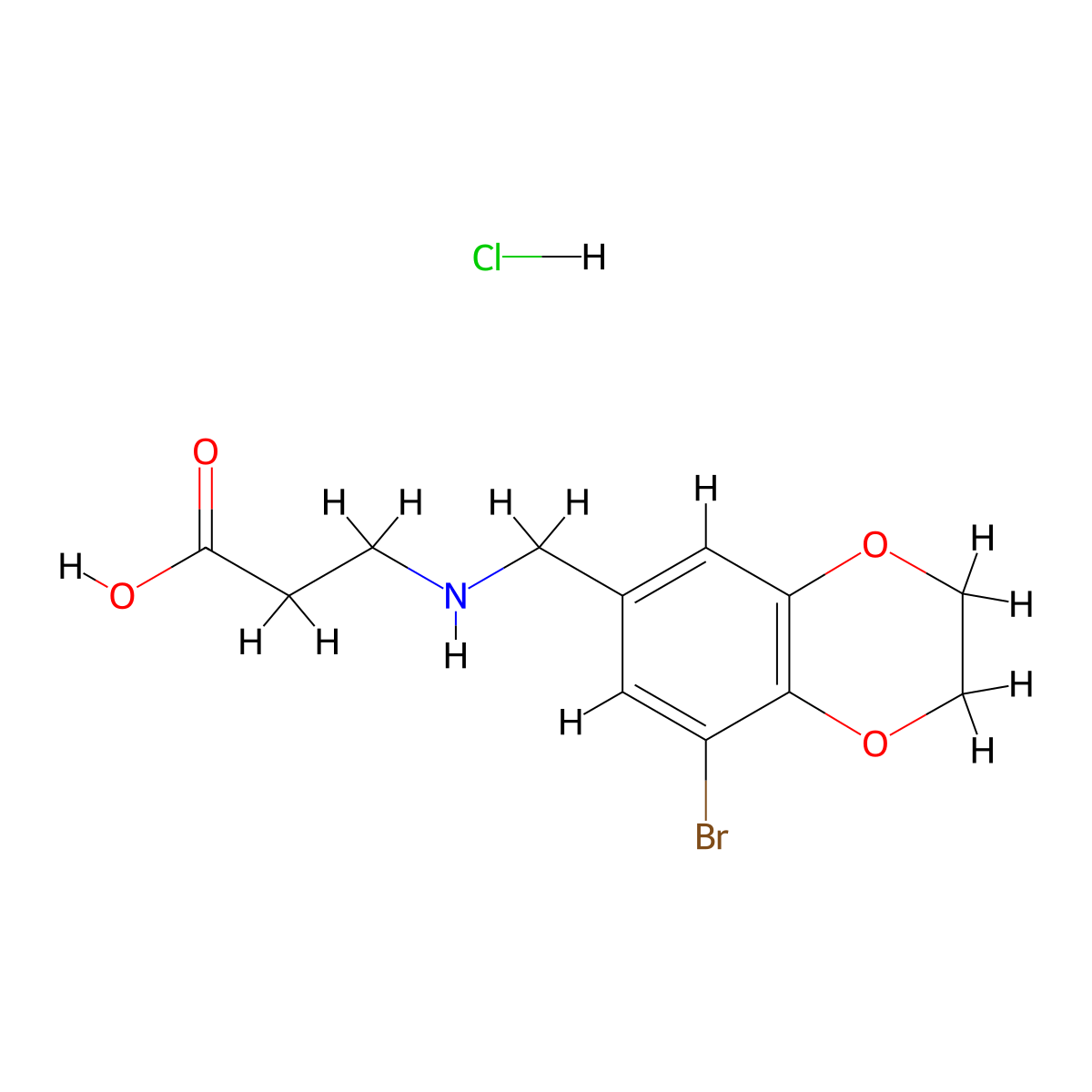 3-{[(8-Bromo-2,3-dihydro-1,4-benzodioxin-6-yl)methyl]amino}propanoic acid hydrochloride molecular structure, CAS 1354949-74-8