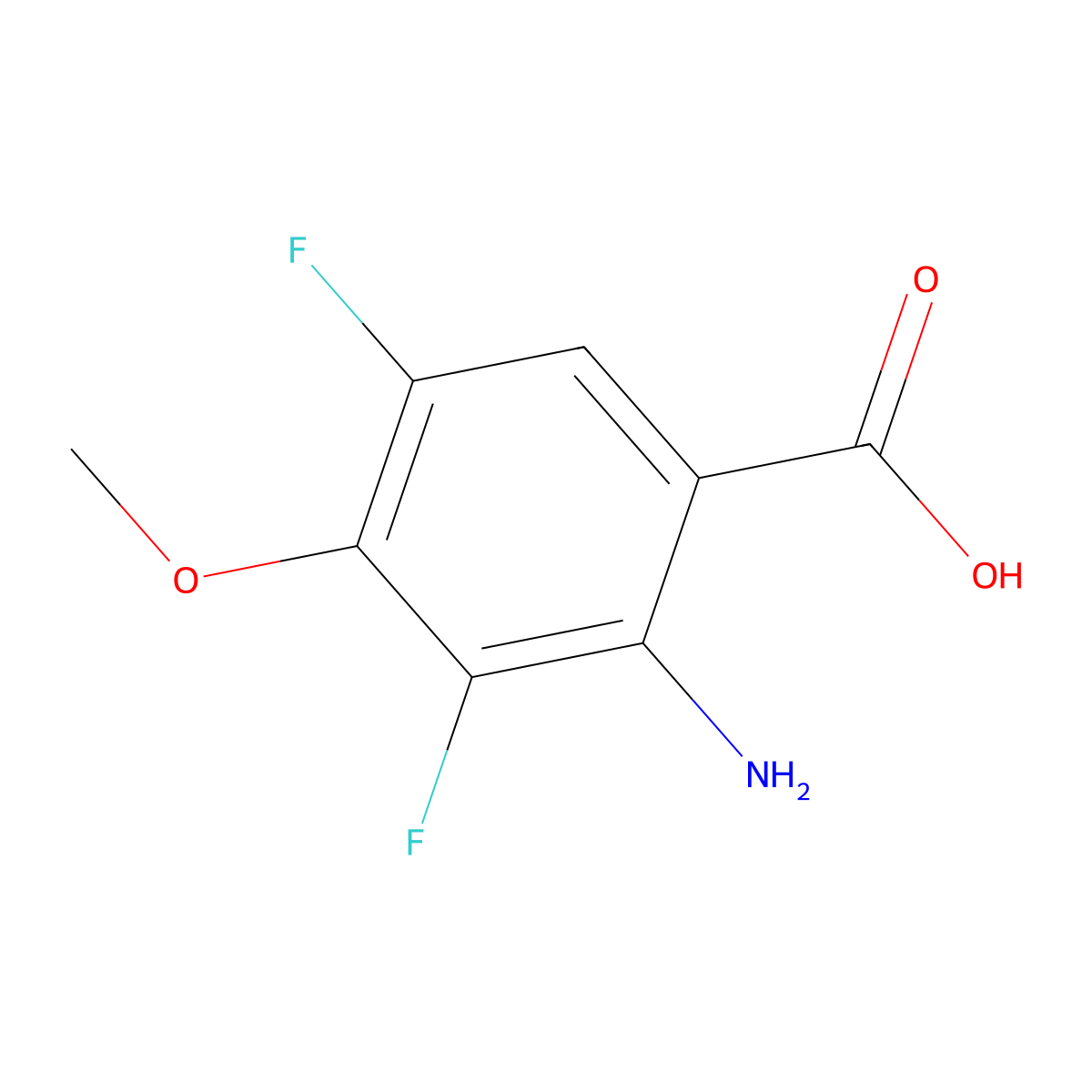 2-Amino-3,5-difluoro-4-methoxybenzoic acid molecular structure, CAS 1354949-79-3