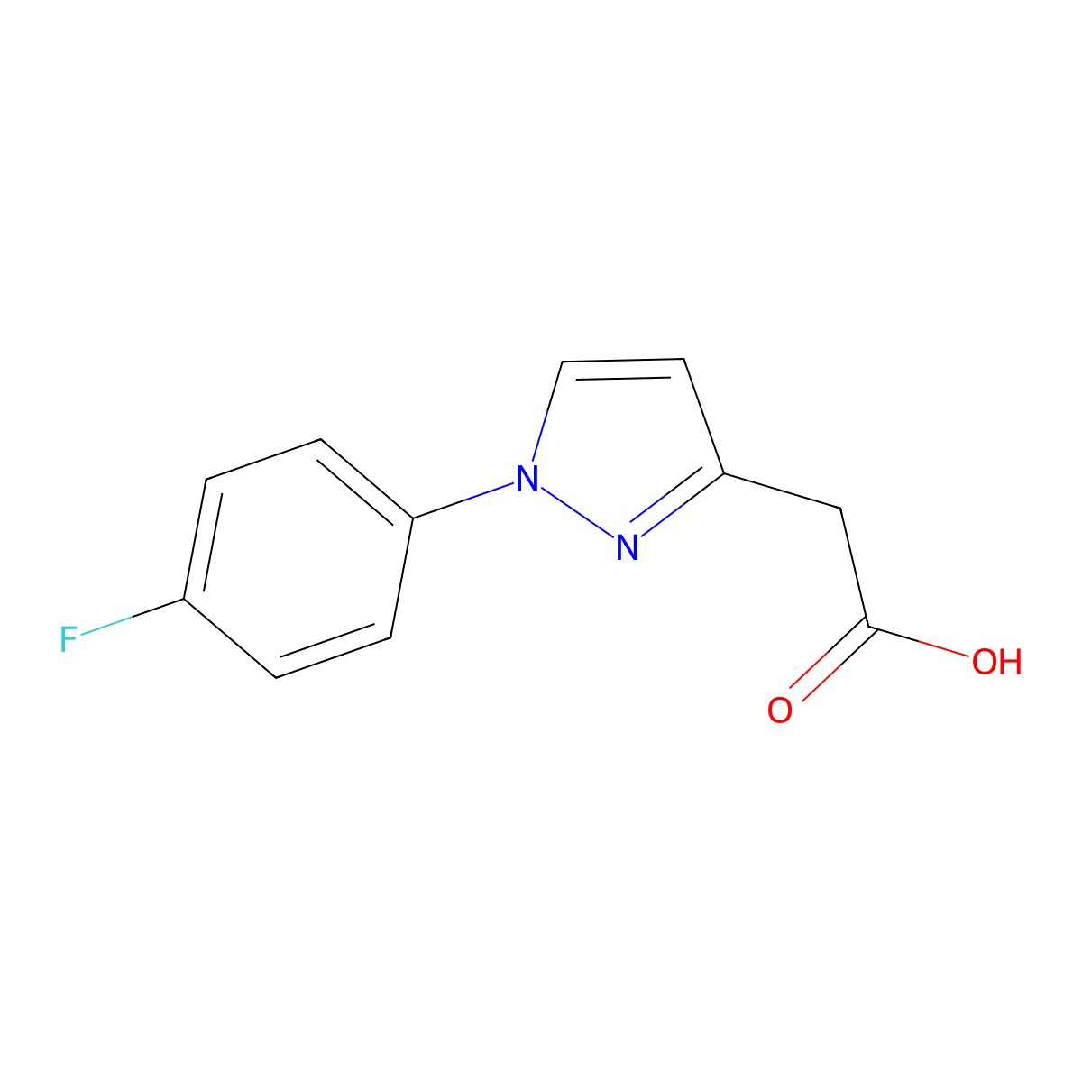 2-(1-(4-fluorophenyl)-1H-pyrazol-3-yl)acetic acid molecular structure, CAS 1354949-82-8