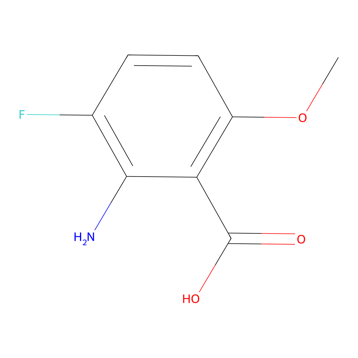 Benzoic acid, 2-amino-3-fluoro-6-methoxy- molecular structure, CAS 1354949-83-9