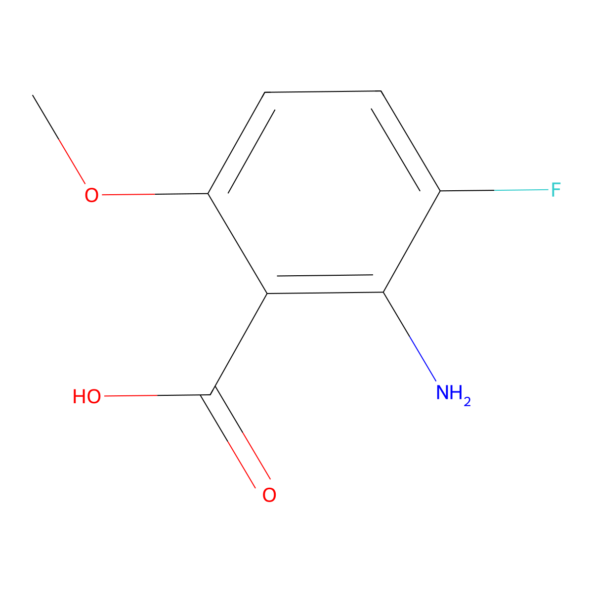 Benzoic acid, 2-amino-3-fluoro-6-methoxy- molecular structure, CAS 1354949-83-9