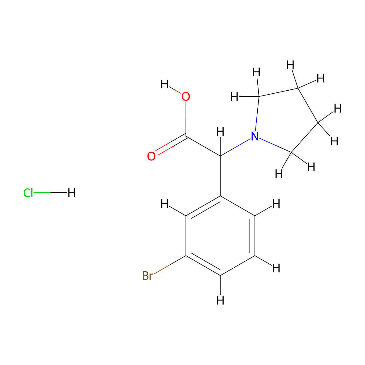 2-(3-Bromophenyl)-2-(pyrrolidin-1-yl)acetic acid hydrochloride molecular structure, CAS 1354949-85-1