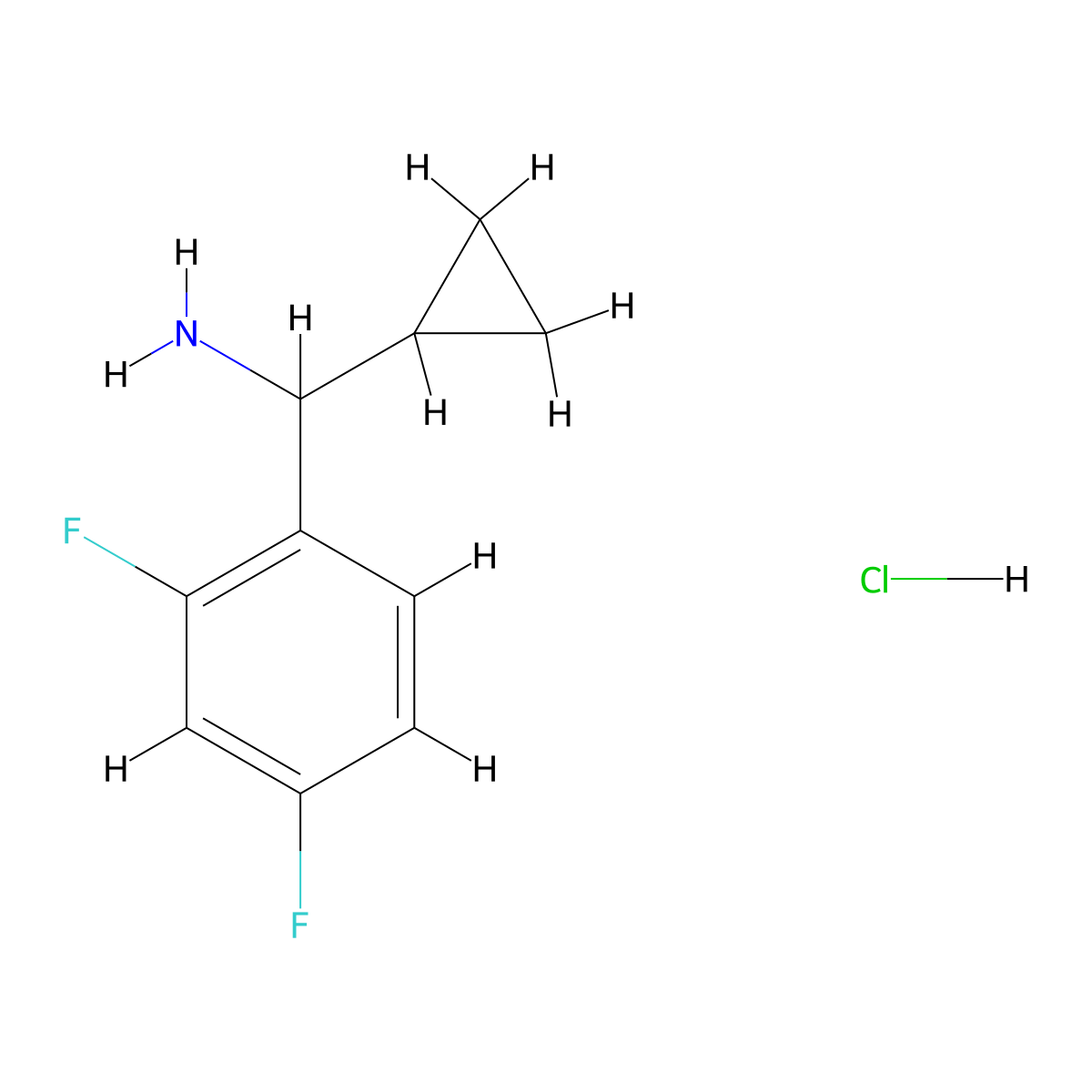 Cyclopropyl(2,4-difluorophenyl)methanamine hydrochloride molecular structure, CAS 1354950-07-4