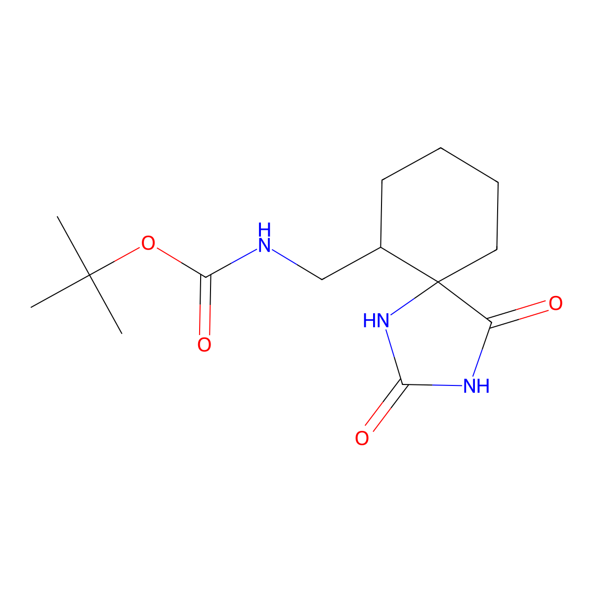 tert-butyl N-({2,4-dioxo-1,3-diazaspiro[4.5]decan-6-yl}methyl)carbamate molecular structure, CAS 1354950-10-9